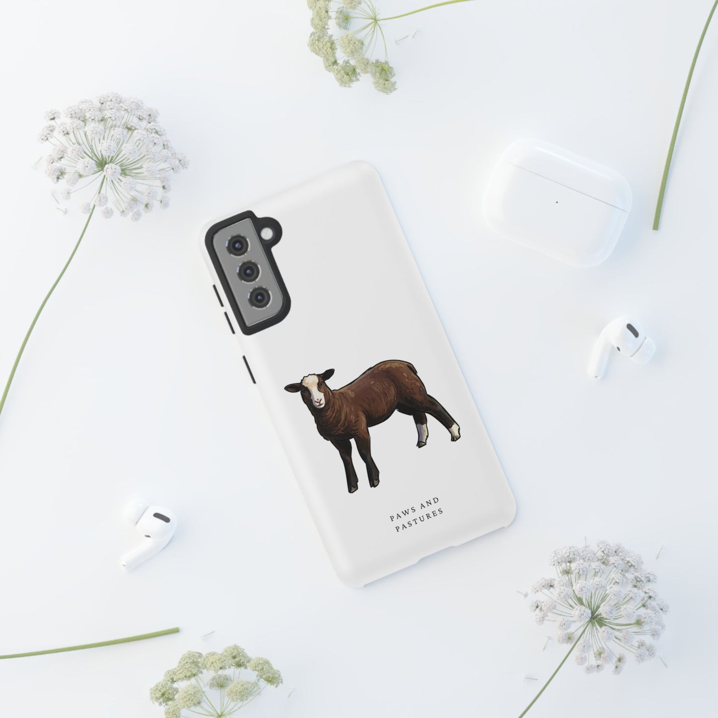 Zwartble Phone Case — Brown Sheep Illustration "Paws and Pastures"