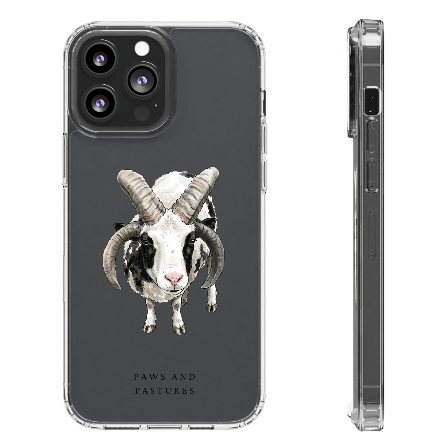 Jacob Sheep Clear Phone Case — Cute Goat Illustration Clear Case for Sheep Lovers