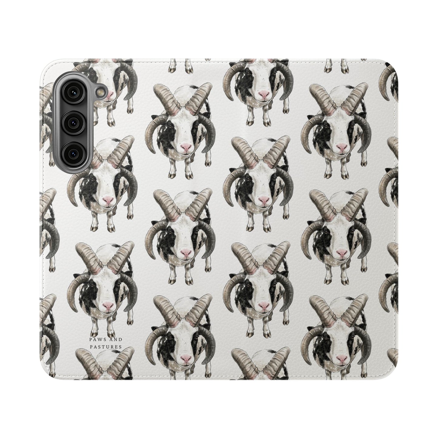 Jacob Sheep Pattern Flip Phone Case — Cute Farm Animal Wallet Cover