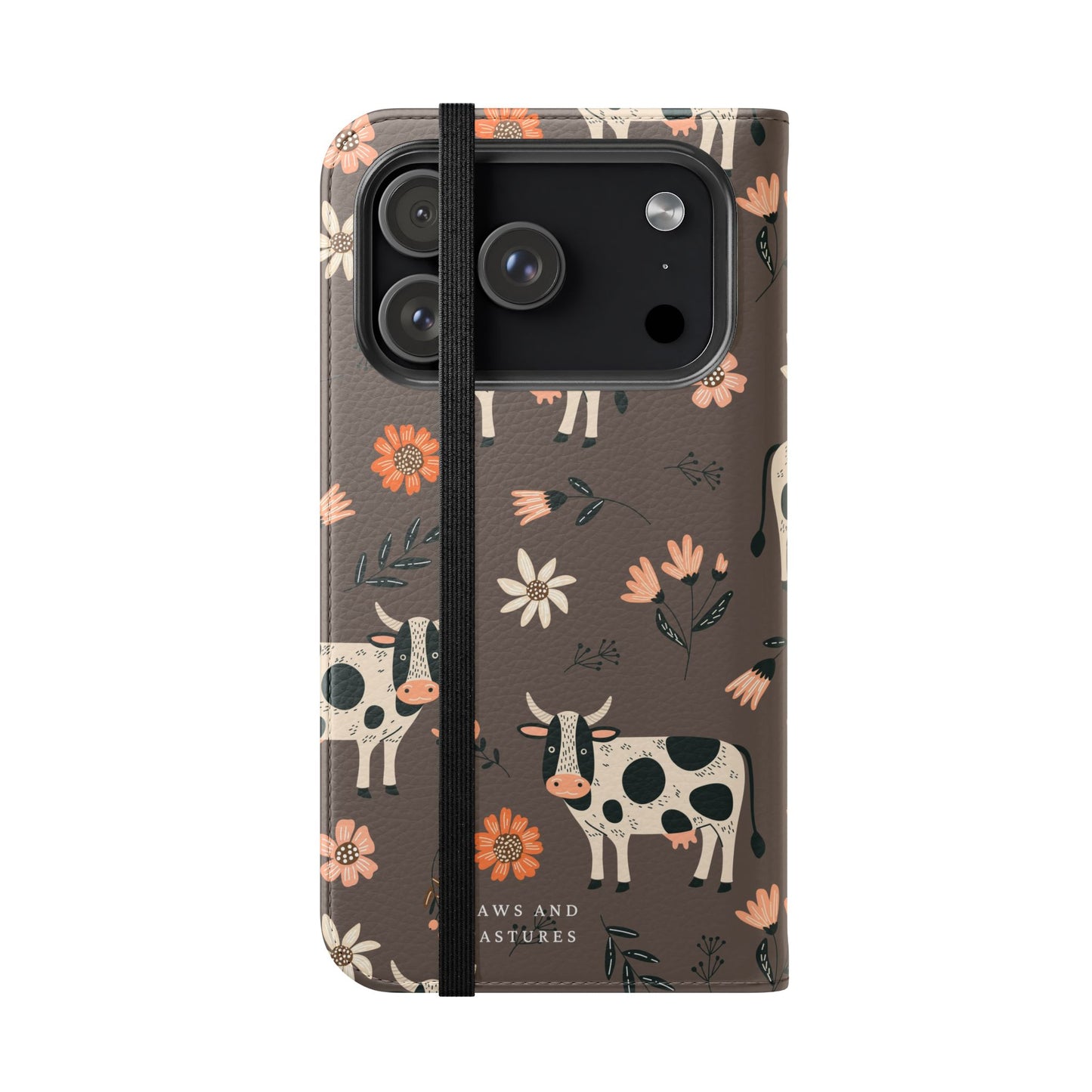 Cow Floral Flip Phone Case – Folklore Farm Pattern Wallet Case