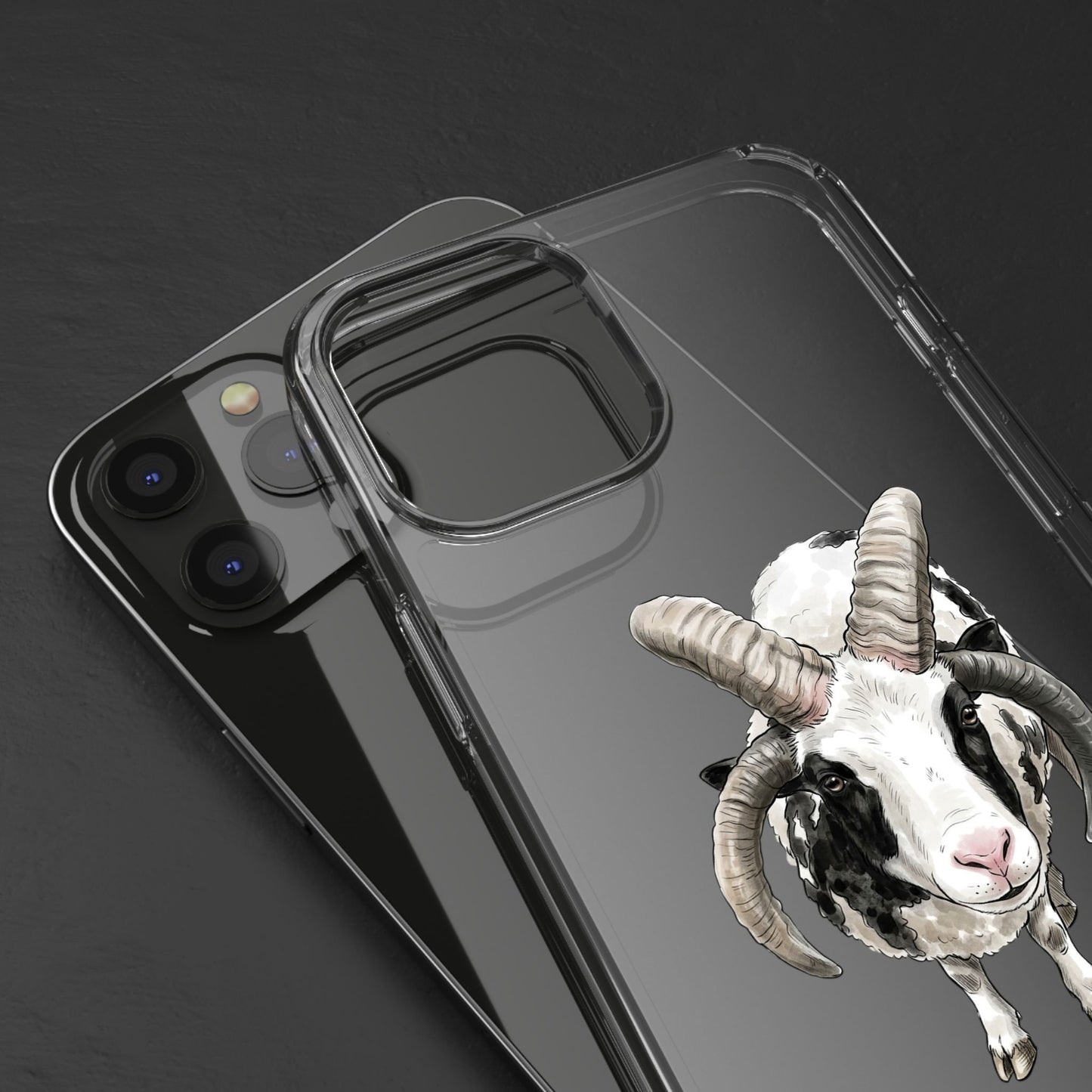 Jacob Sheep Clear Phone Case — Cute Goat Illustration Clear Case for Sheep Lovers