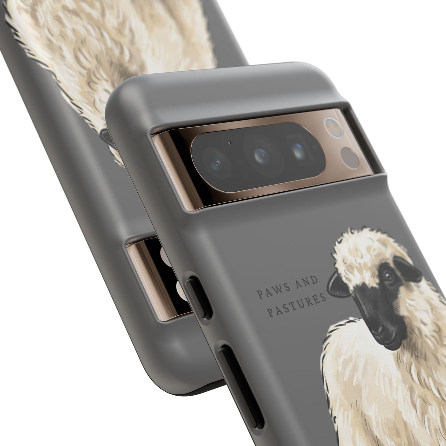 Grey Valais Blacknose Sheep Phone Case – 'Paws and Pastures' Cute Lamb Protective iPhone Cover