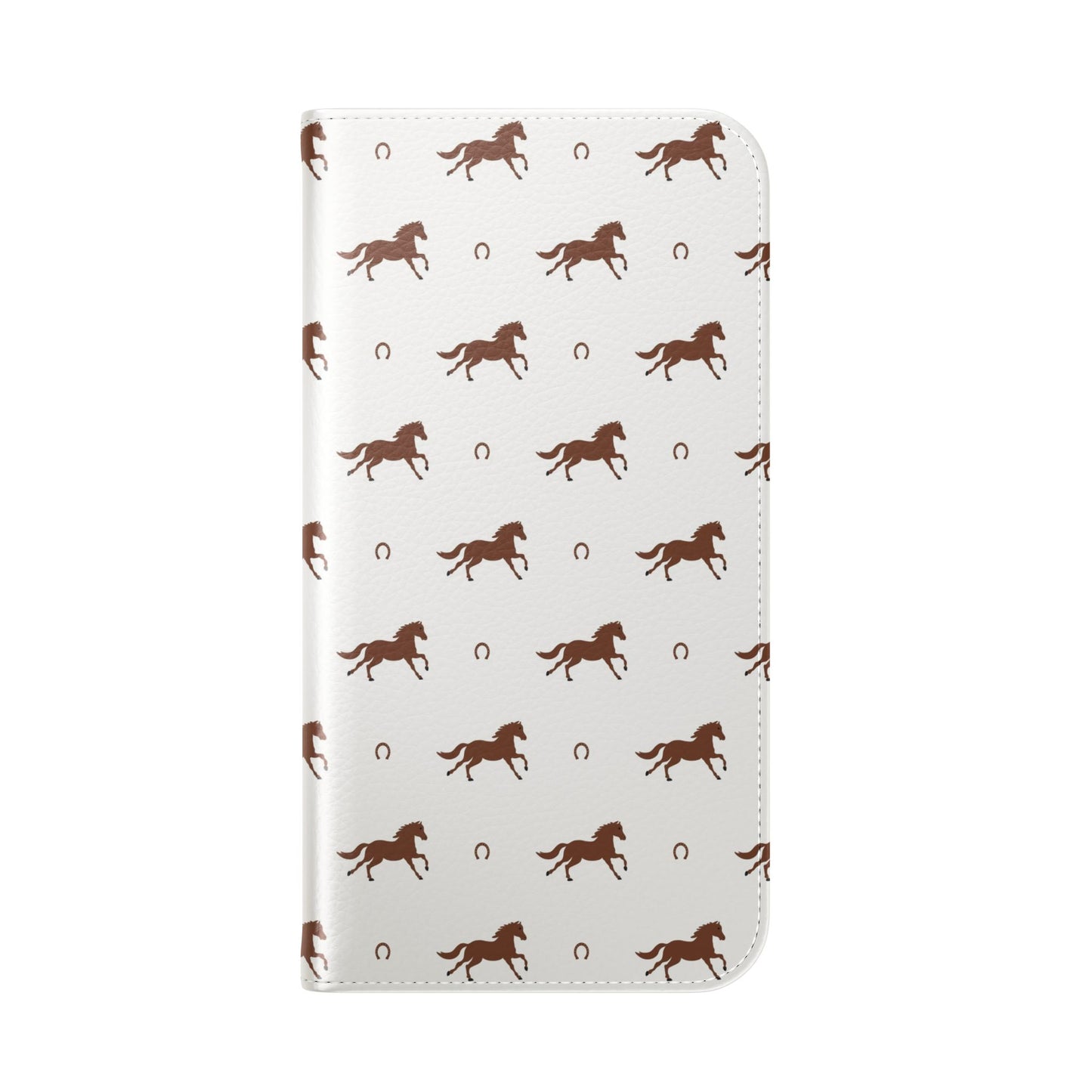 Horse Pattern Flip Case — Leather Wallet Phone Cover with Galloping Horses