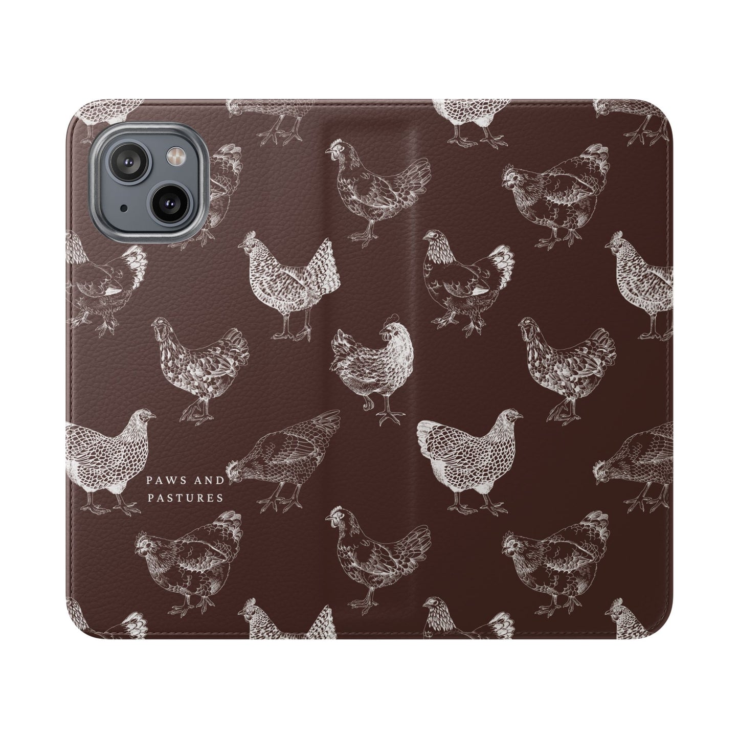 Chicken Pattern Flip Phone Case – Rustic Farmhouse Wallet Cover