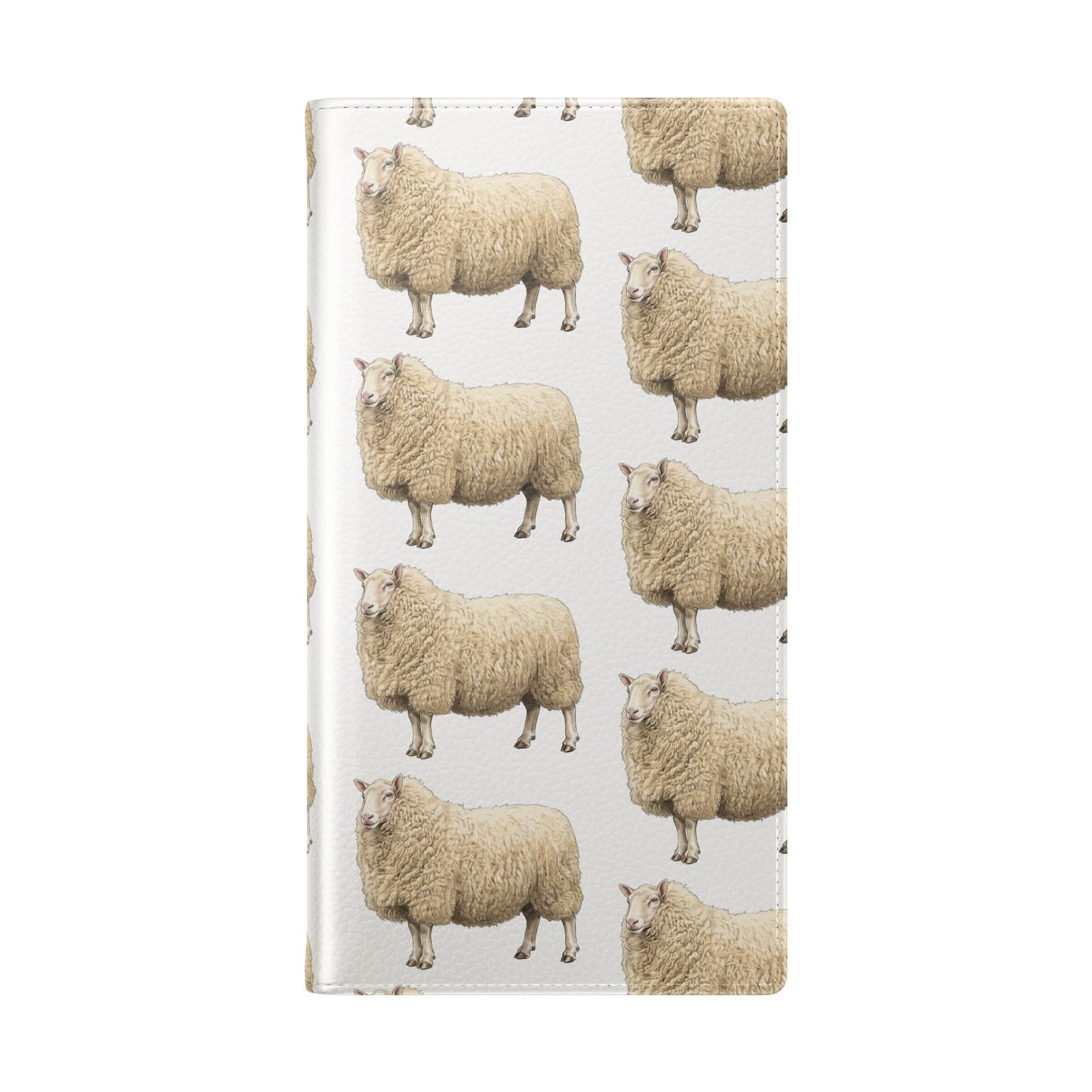 Cheviot Sheep Pattern Flip Phone Case – Cute Pastoral Wallet Cover with Card Slots