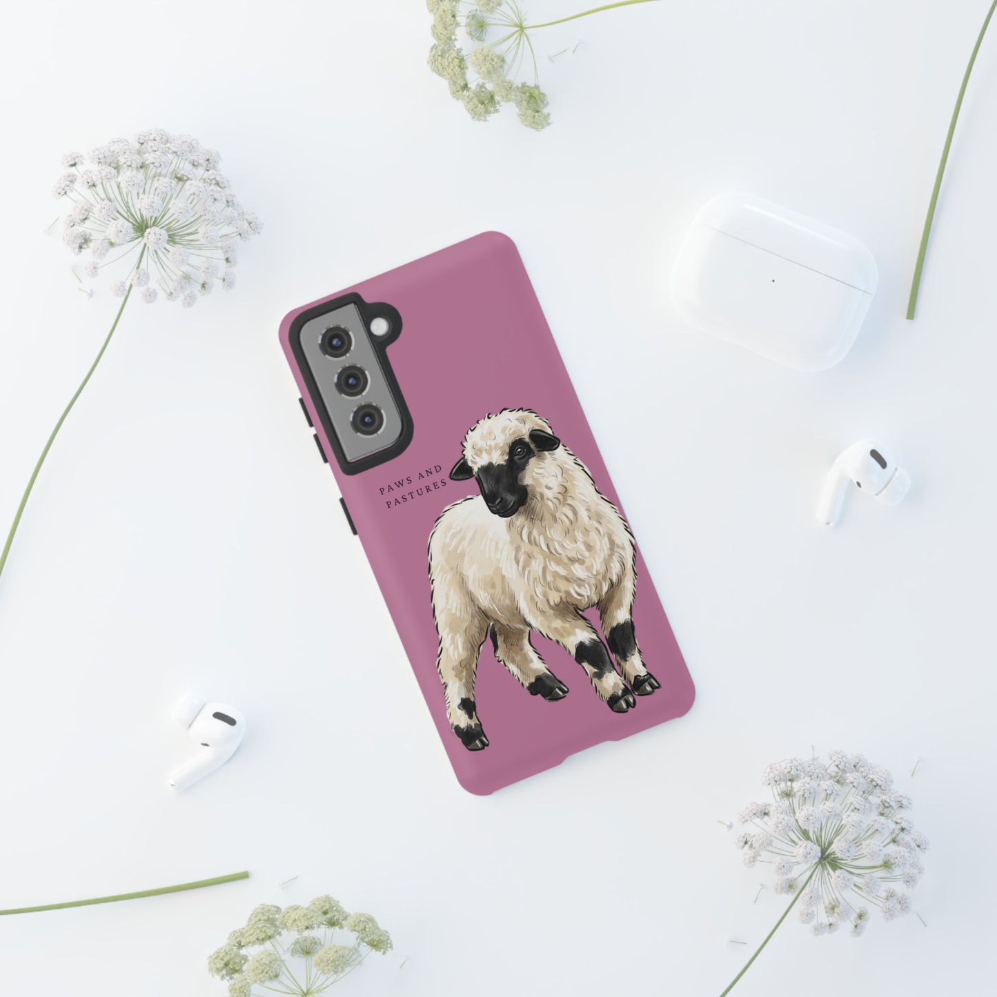 Pink Valais Blacknose Sheep Phone Case – 'Paws and Pastures' Cute Lamb Protective iPhone Cover