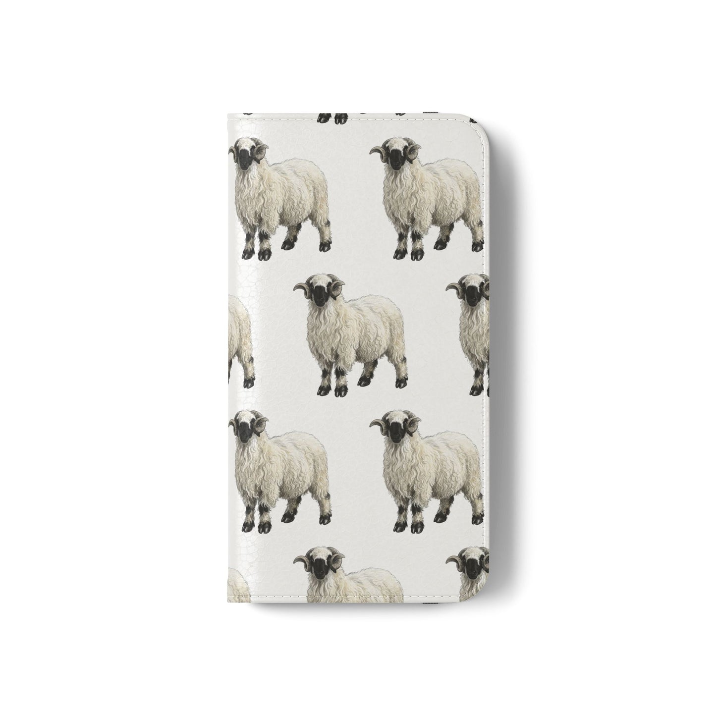 Valais Blacknose Sheep Pattern Flip Phone Case – Cute Farm Animal Wallet Cover