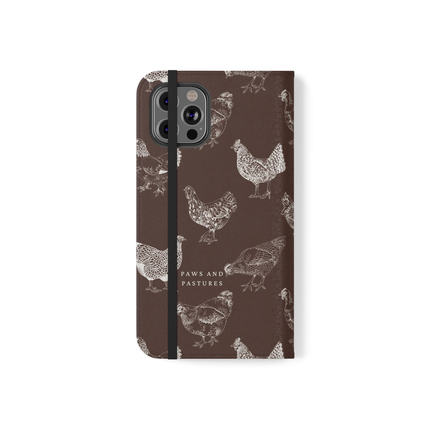 Chicken Pattern Flip Phone Case – Rustic Farmhouse Wallet Cover