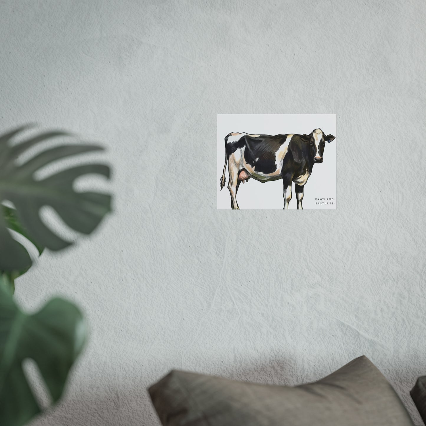 Holstein Cow Fine Art Poster 'Paws and Pastures' Rustic Farmhouse Wall Art