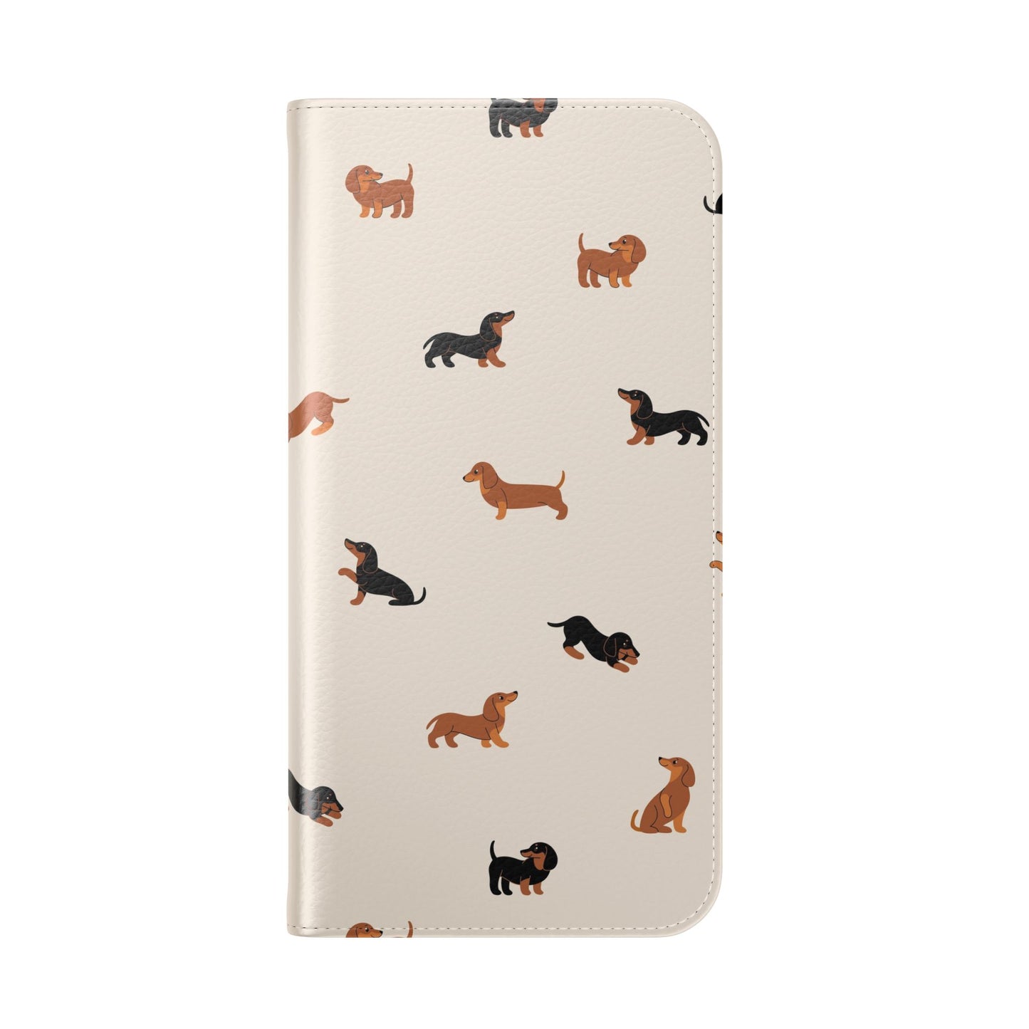 Dachshund Pattern Flip Phone Case — Wallet Folio with Card Slots