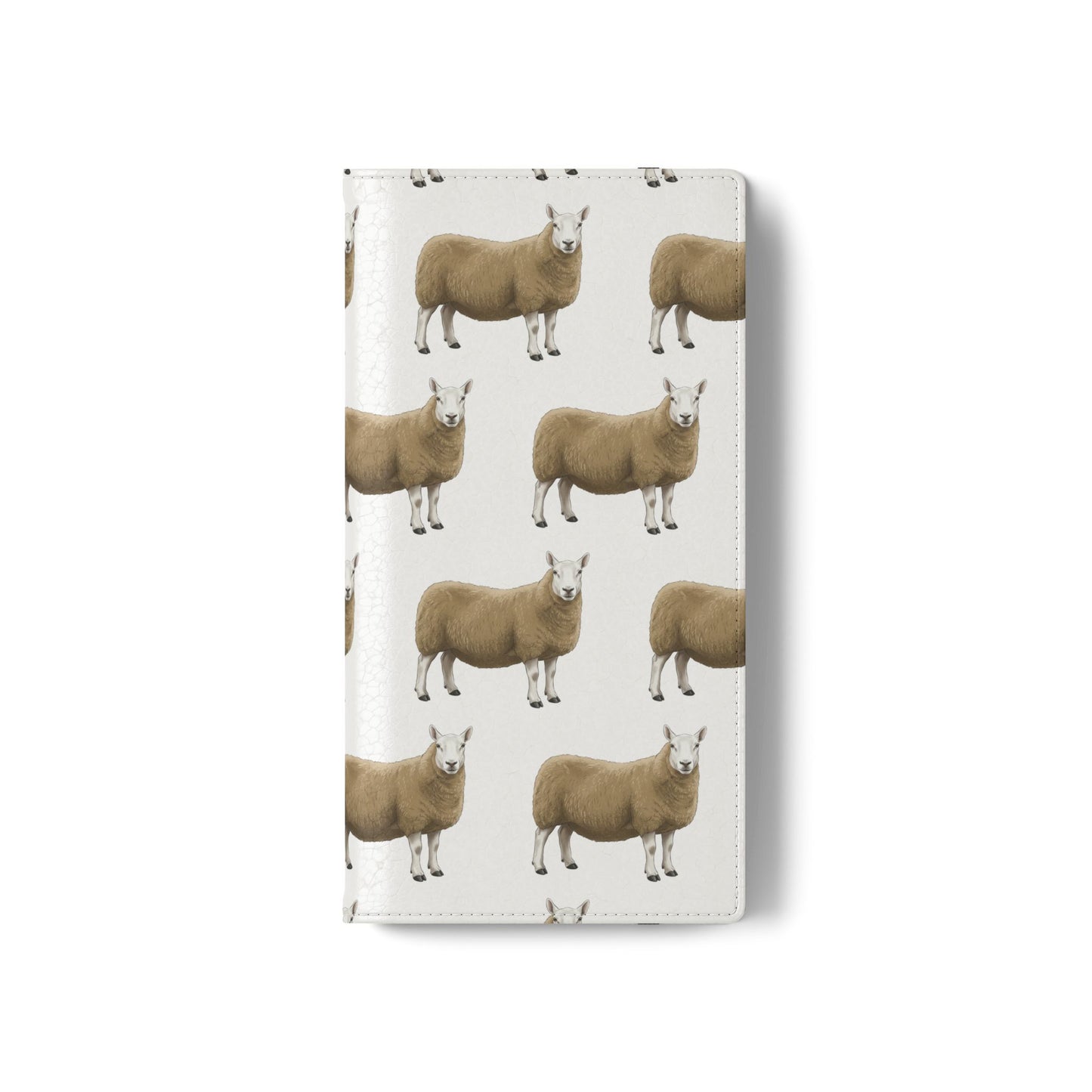 Cheviot Sheep Pattern Flip Phone Case – Cute Pastoral Wallet Cover with Card Slots