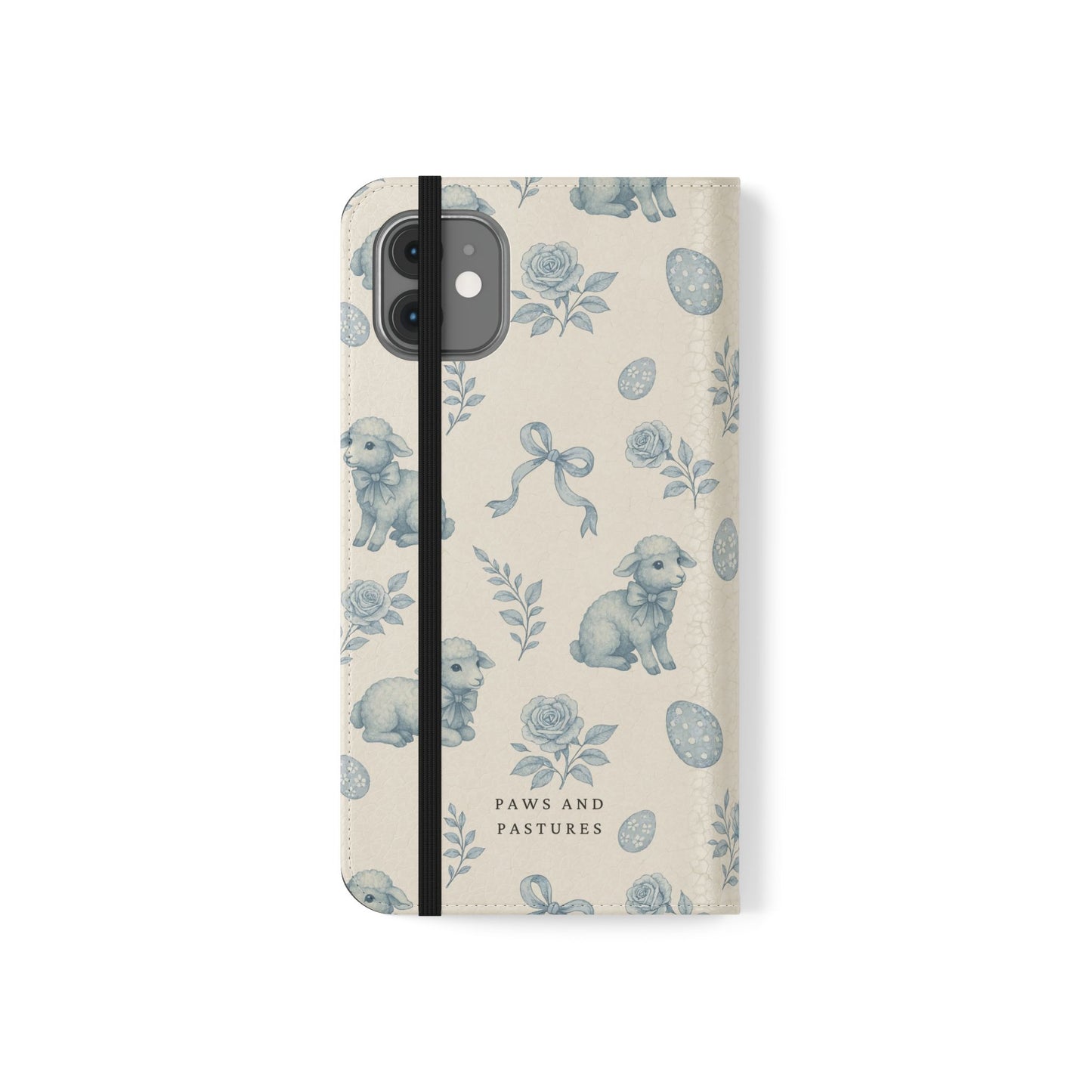 Flip Case — Pastel Blue Easter Lamb Pattern Phone Wallet