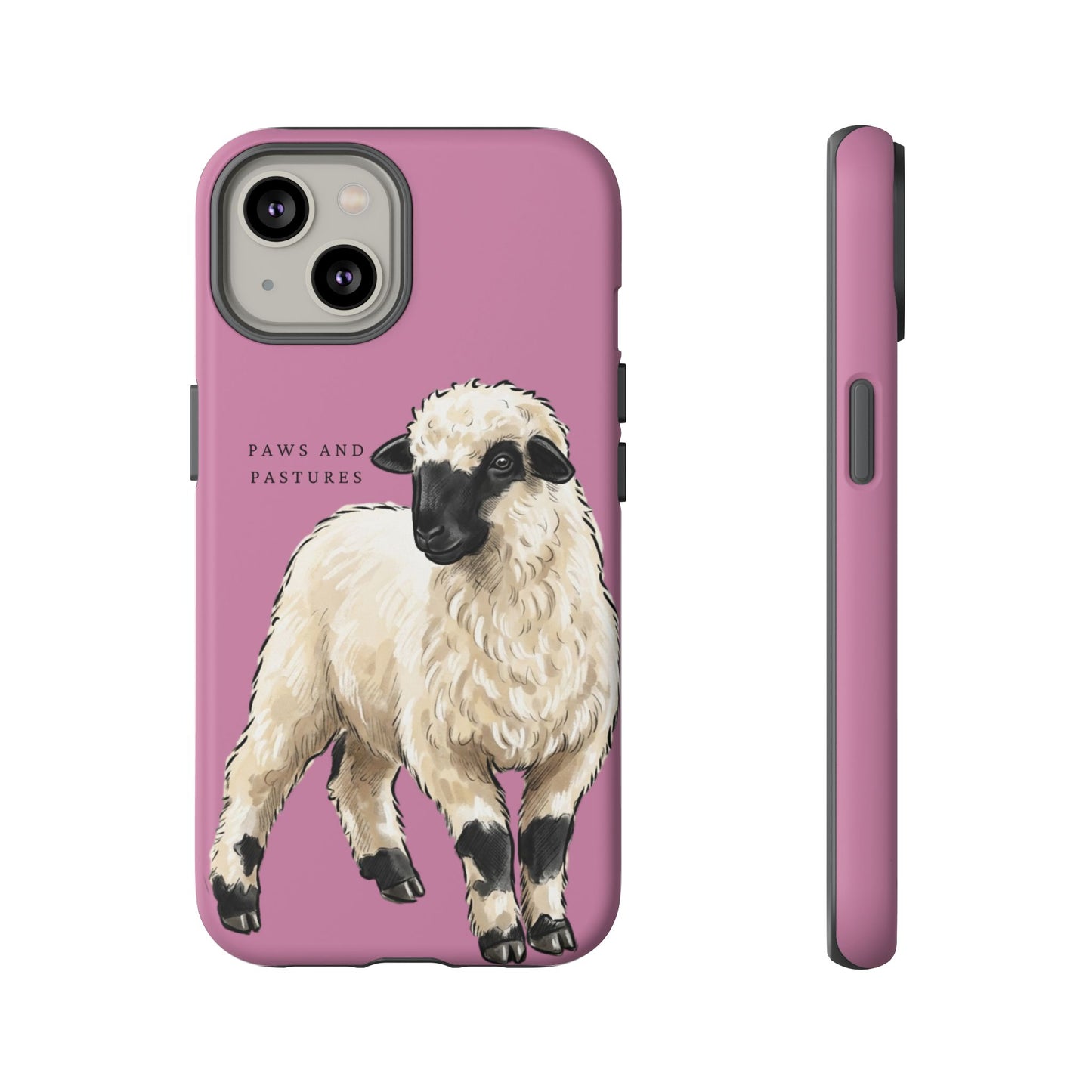 Pink Valais Blacknose Sheep Phone Case – 'Paws and Pastures' Cute Lamb Protective iPhone Cover