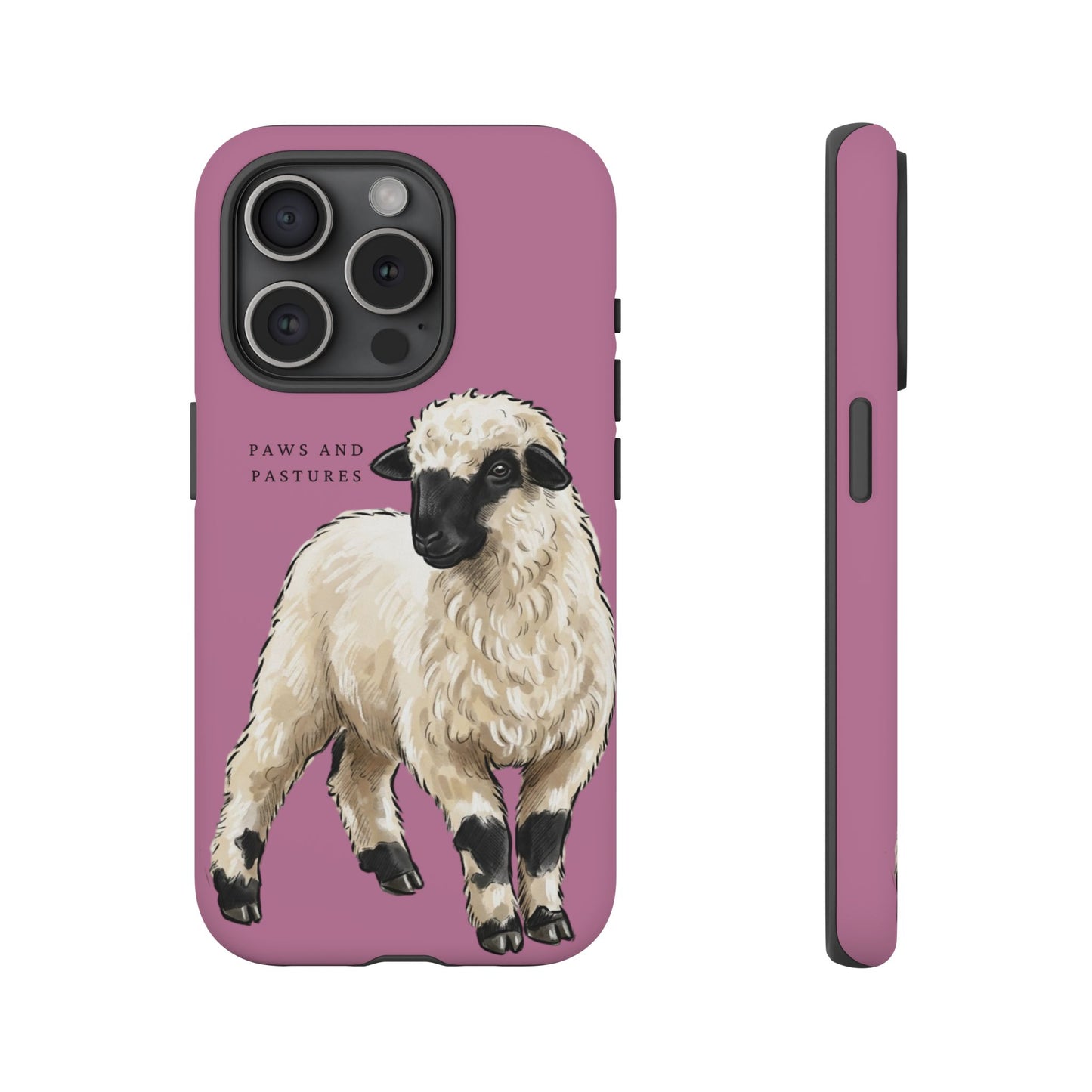 Pink Valais Blacknose Sheep Phone Case – 'Paws and Pastures' Cute Lamb Protective iPhone Cover