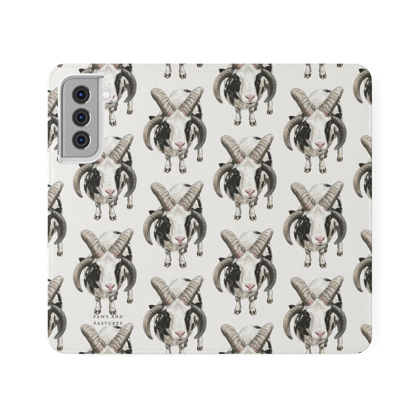 Jacob Sheep Pattern Flip Phone Case — Cute Farm Animal Wallet Cover