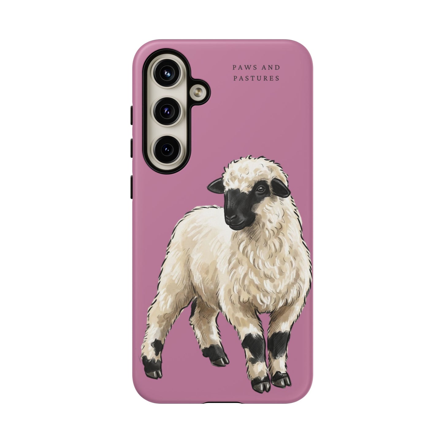 Pink Valais Blacknose Sheep Phone Case – 'Paws and Pastures' Cute Lamb Protective iPhone Cover