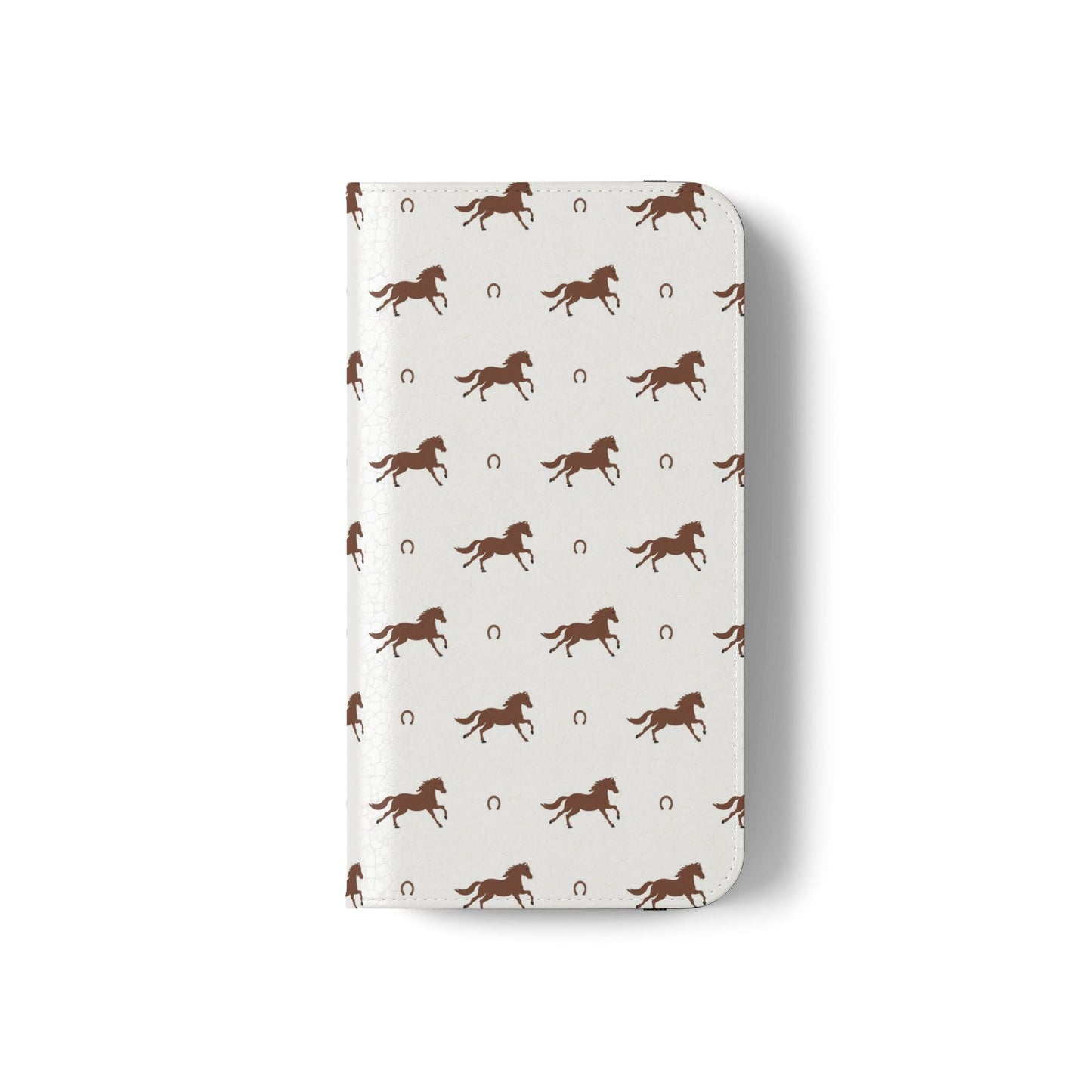 Horse Pattern Flip Case — Leather Wallet Phone Cover with Galloping Horses
