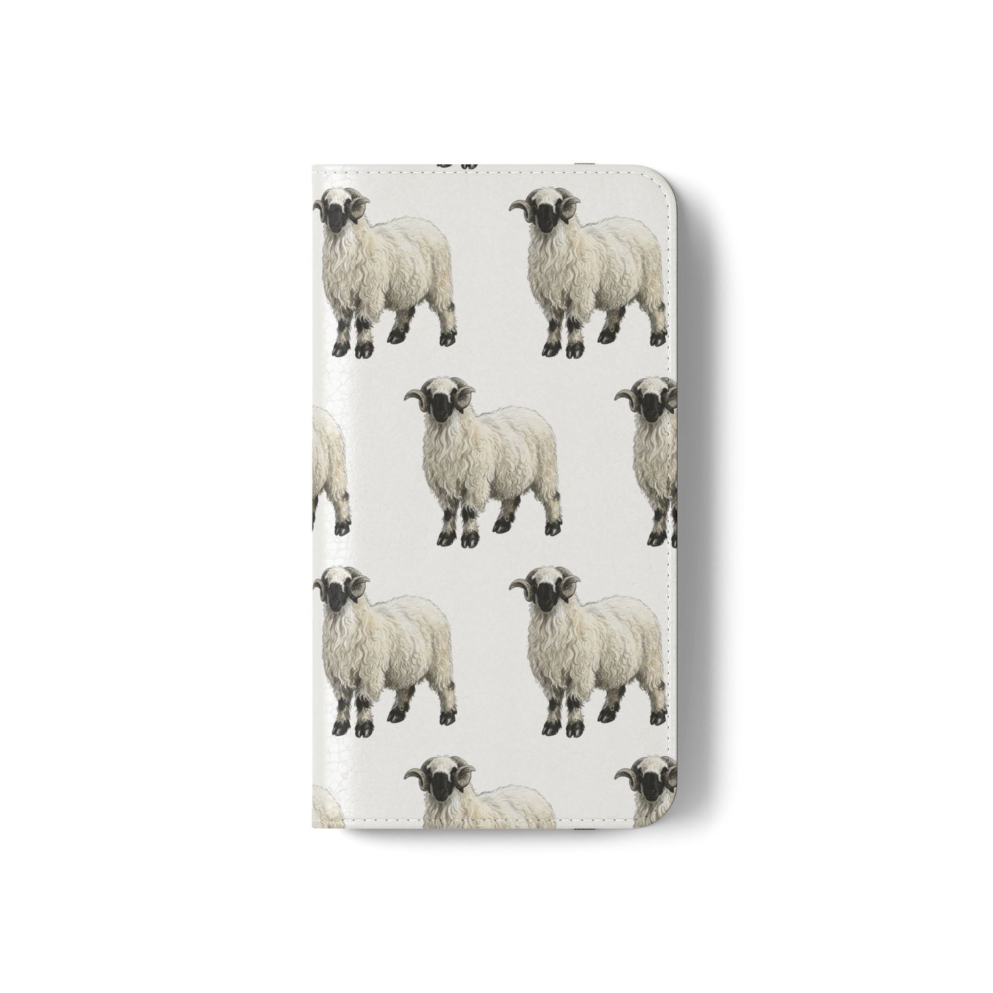 Valais Blacknose Sheep Pattern Flip Phone Case – Cute Farm Animal Wallet Cover