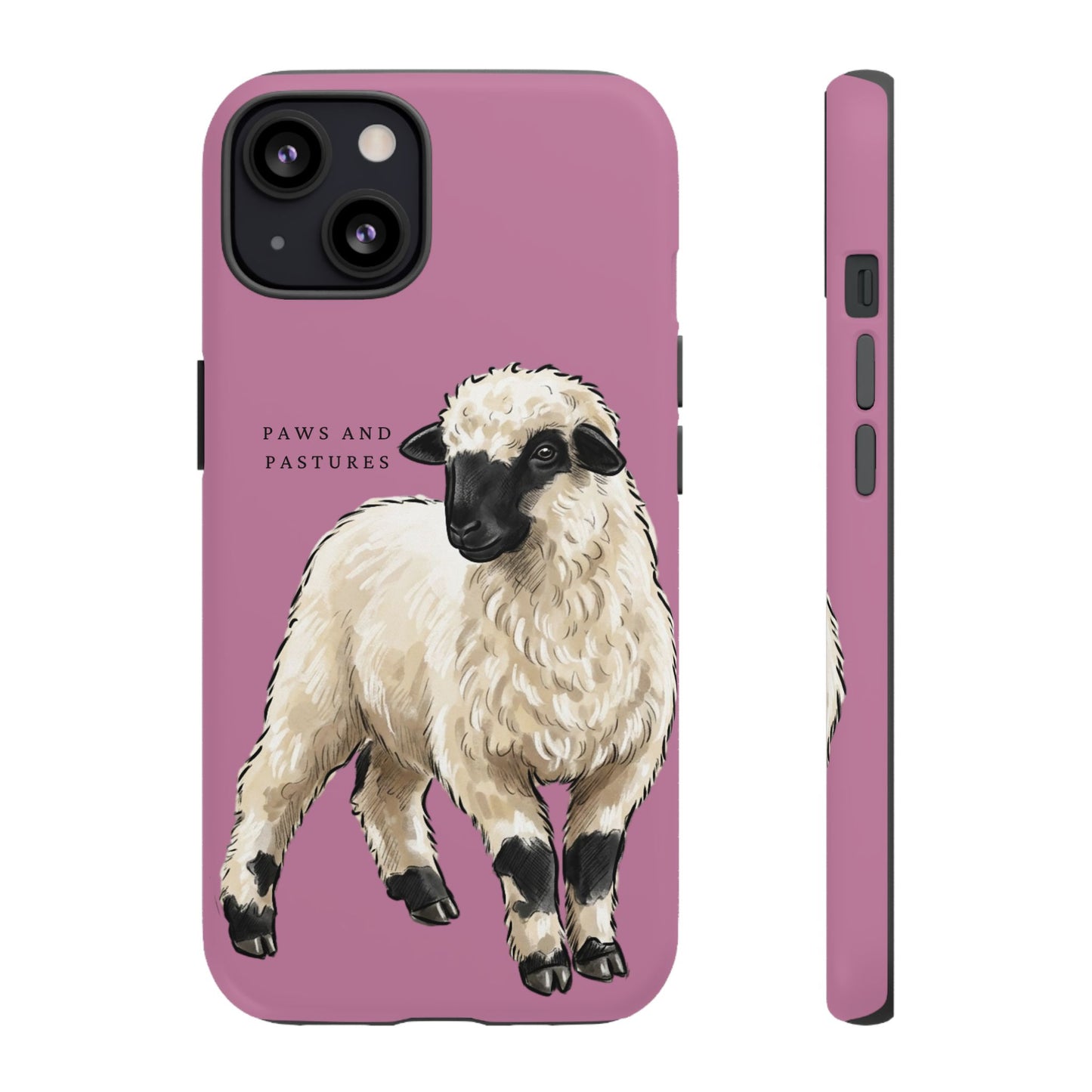 Pink Valais Blacknose Sheep Phone Case – 'Paws and Pastures' Cute Lamb Protective iPhone Cover