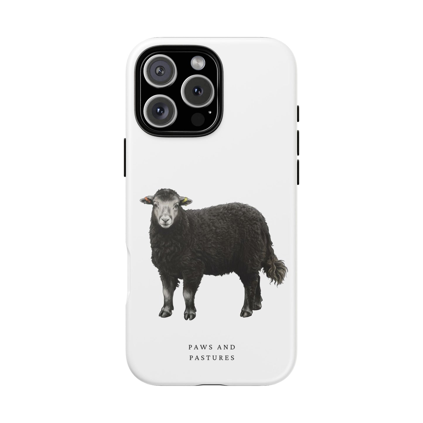 Herdwick Sheep Phone Case — Black Sheep Illustration with “Paws and Pastures”