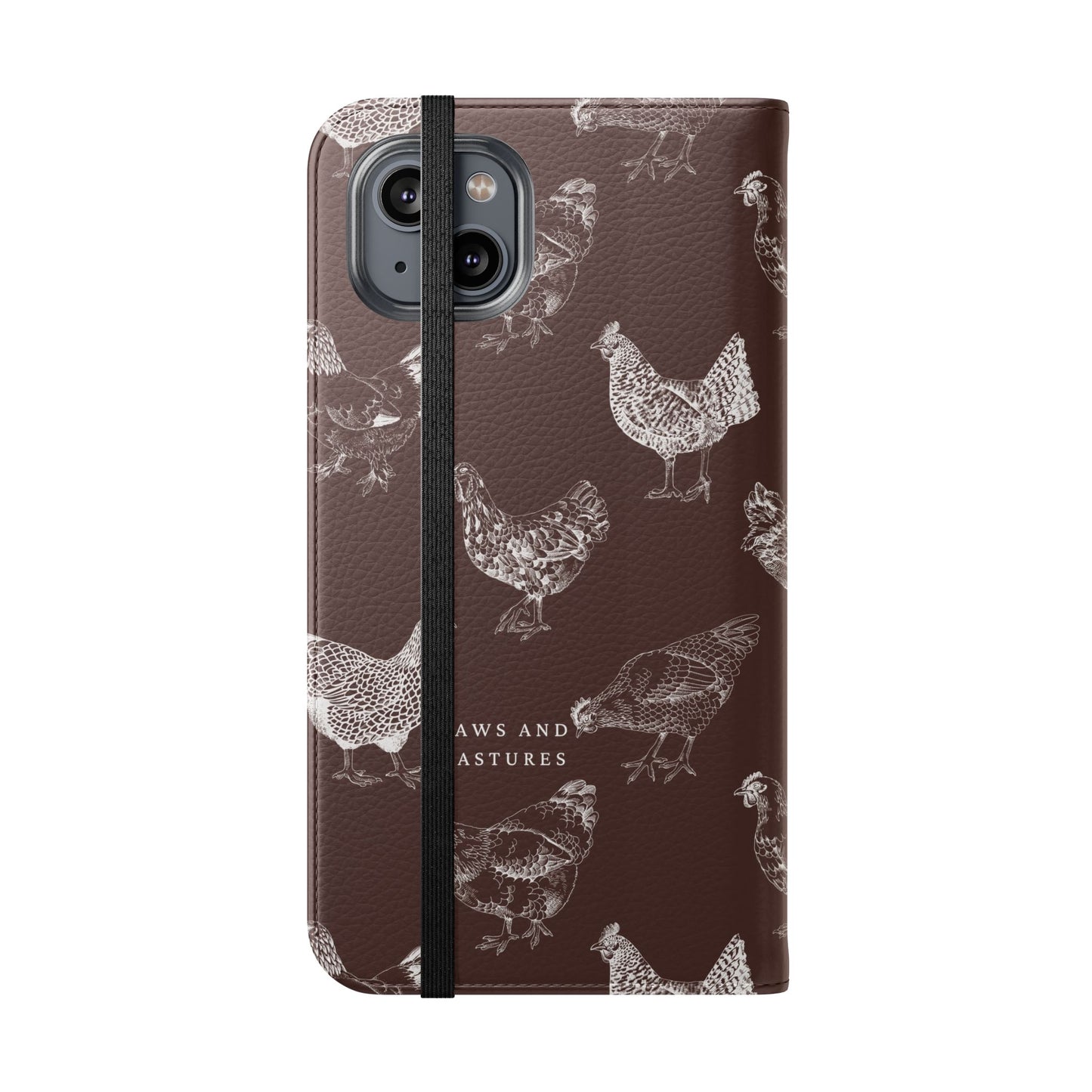 Chicken Pattern Flip Phone Case – Rustic Farmhouse Wallet Cover