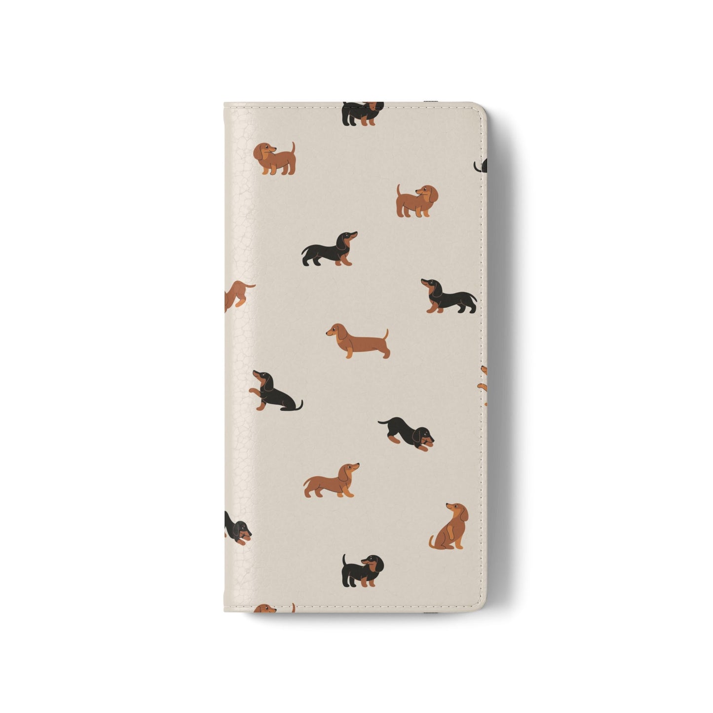 Dachshund Pattern Flip Phone Case — Wallet Folio with Card Slots