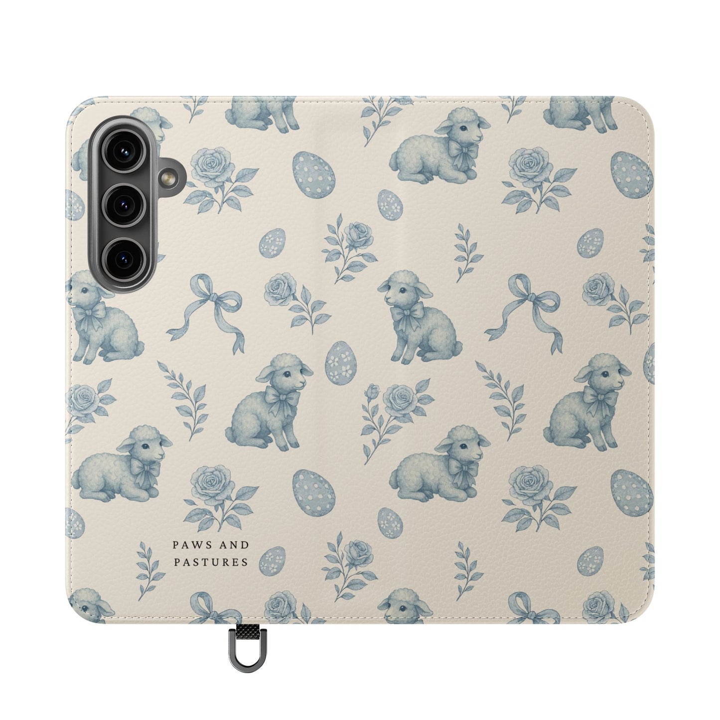 Flip Case — Pastel Blue Easter Lamb Pattern Phone Wallet