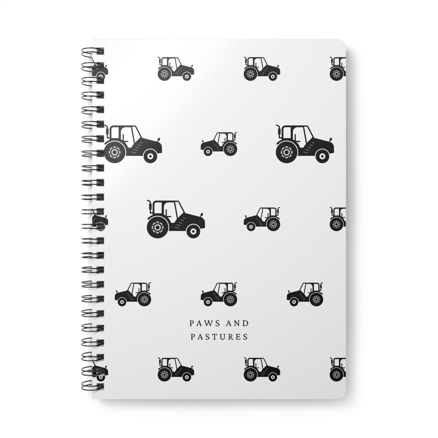Tractor Pattern A5 Wirobound Notebook — "Paws and Pastures" Lined Journal