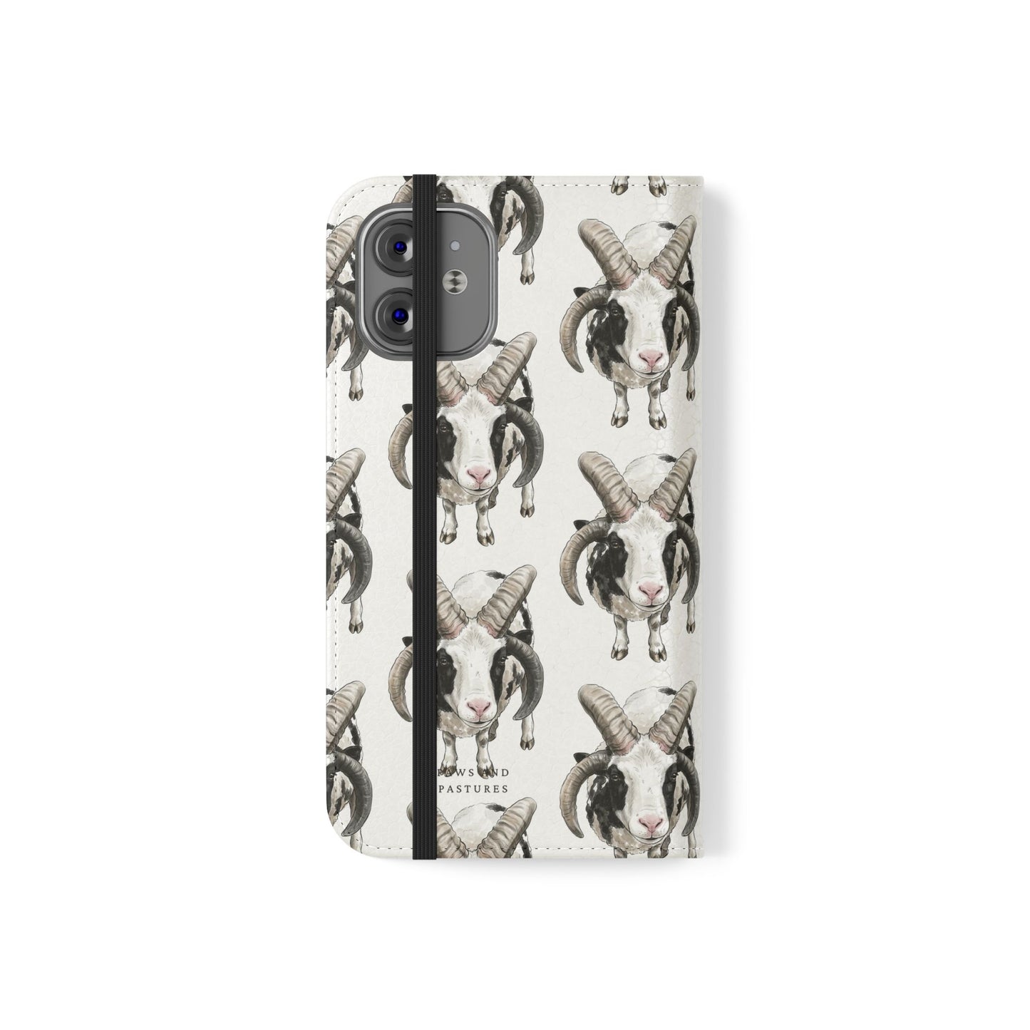 Jacob Sheep Pattern Flip Phone Case — Cute Farm Animal Wallet Cover