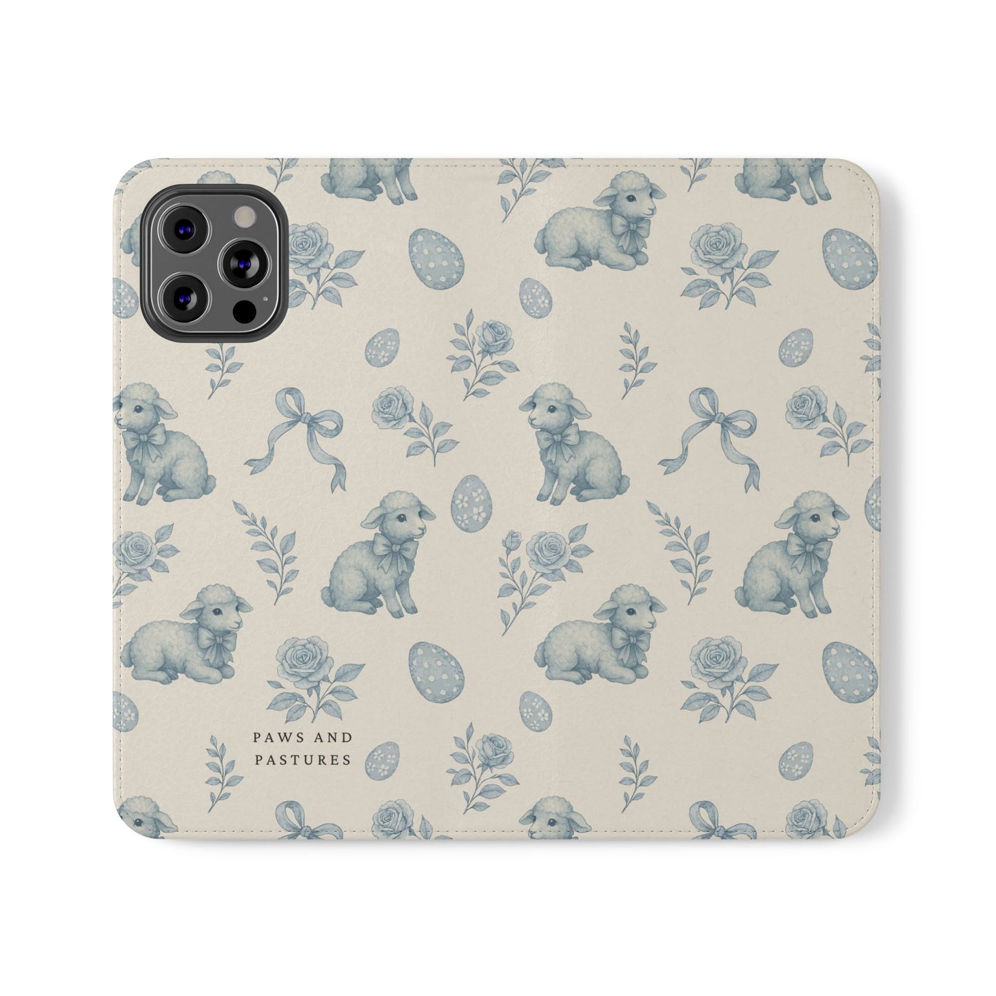 Flip Case — Pastel Blue Easter Lamb Pattern Phone Wallet