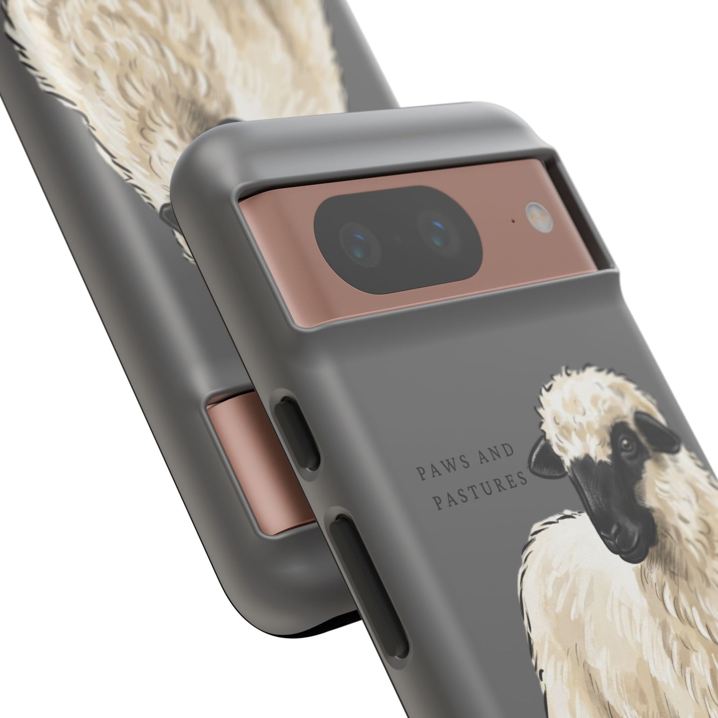 Grey Valais Blacknose Sheep Phone Case – 'Paws and Pastures' Cute Lamb Protective iPhone Cover