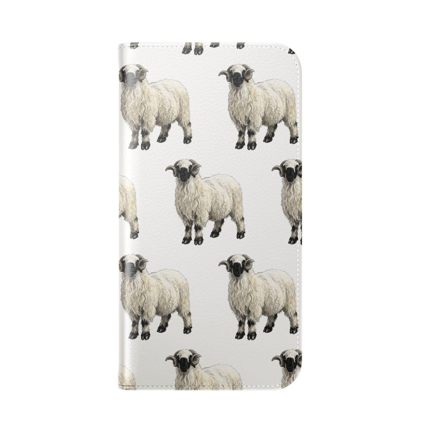 Valais Blacknose Sheep Pattern Flip Phone Case – Cute Farm Animal Wallet Cover