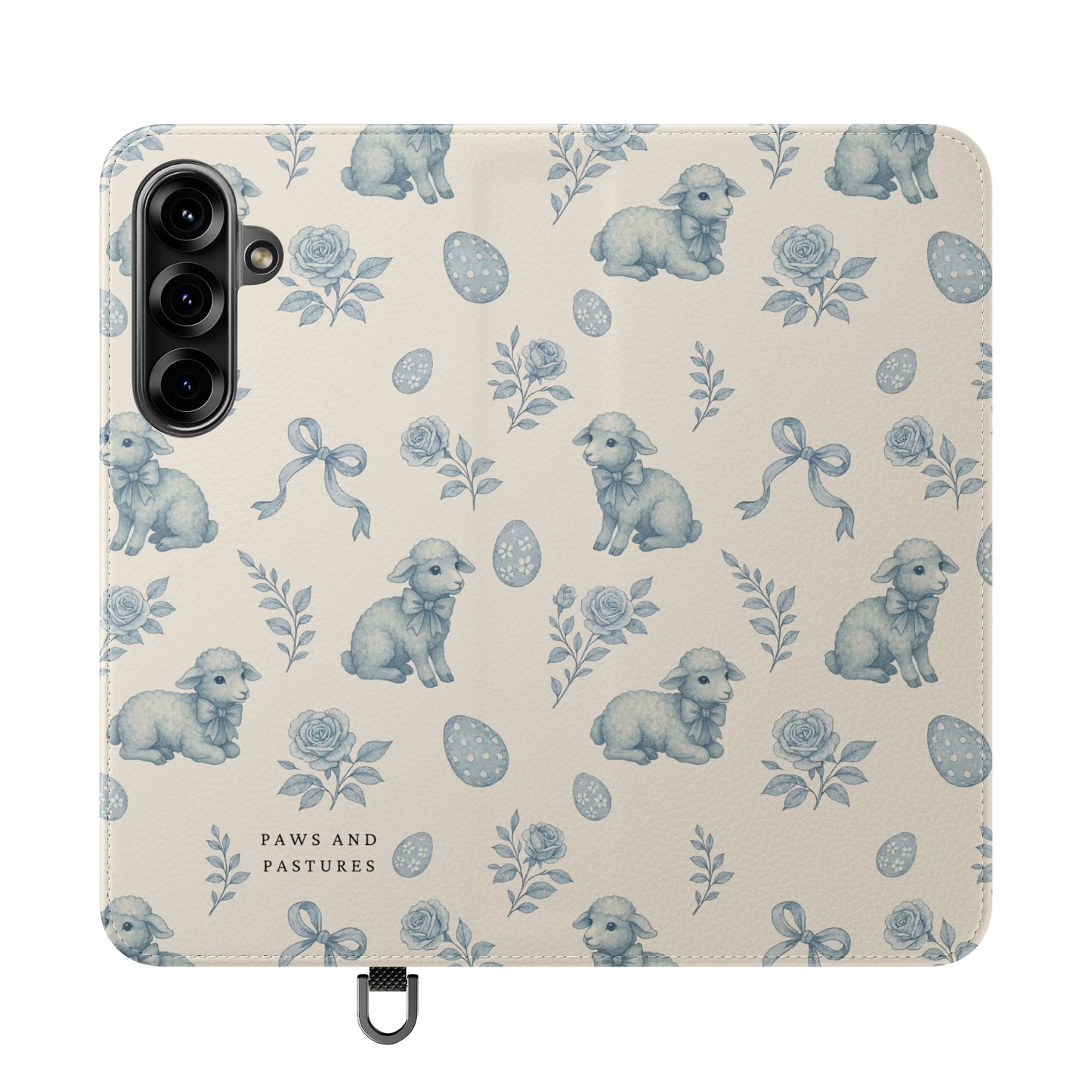Flip Case — Pastel Blue Easter Lamb Pattern Phone Wallet