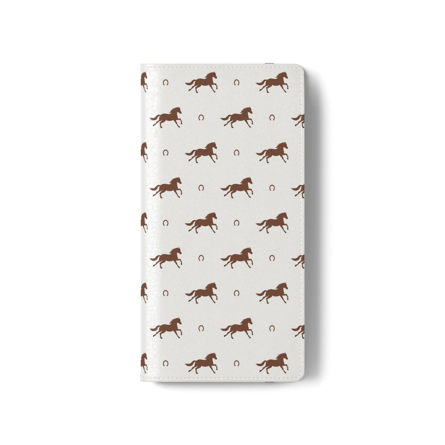 Horse Pattern Flip Case — Leather Wallet Phone Cover with Galloping Horses