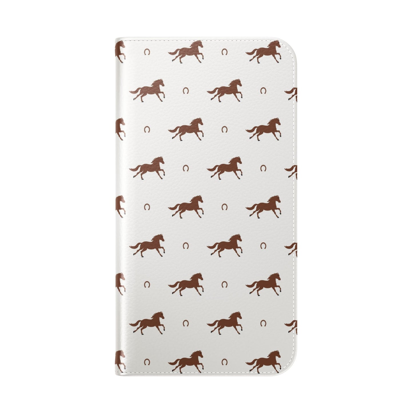Horse Pattern Flip Case — Leather Wallet Phone Cover with Galloping Horses