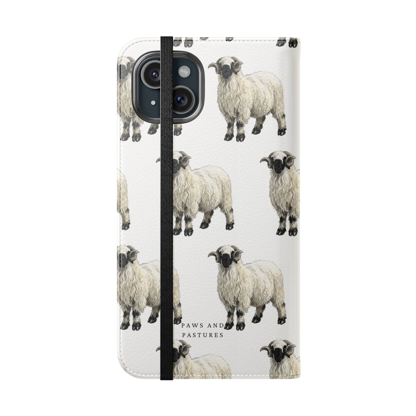 Valais Blacknose Sheep Pattern Flip Phone Case – Cute Farm Animal Wallet Cover