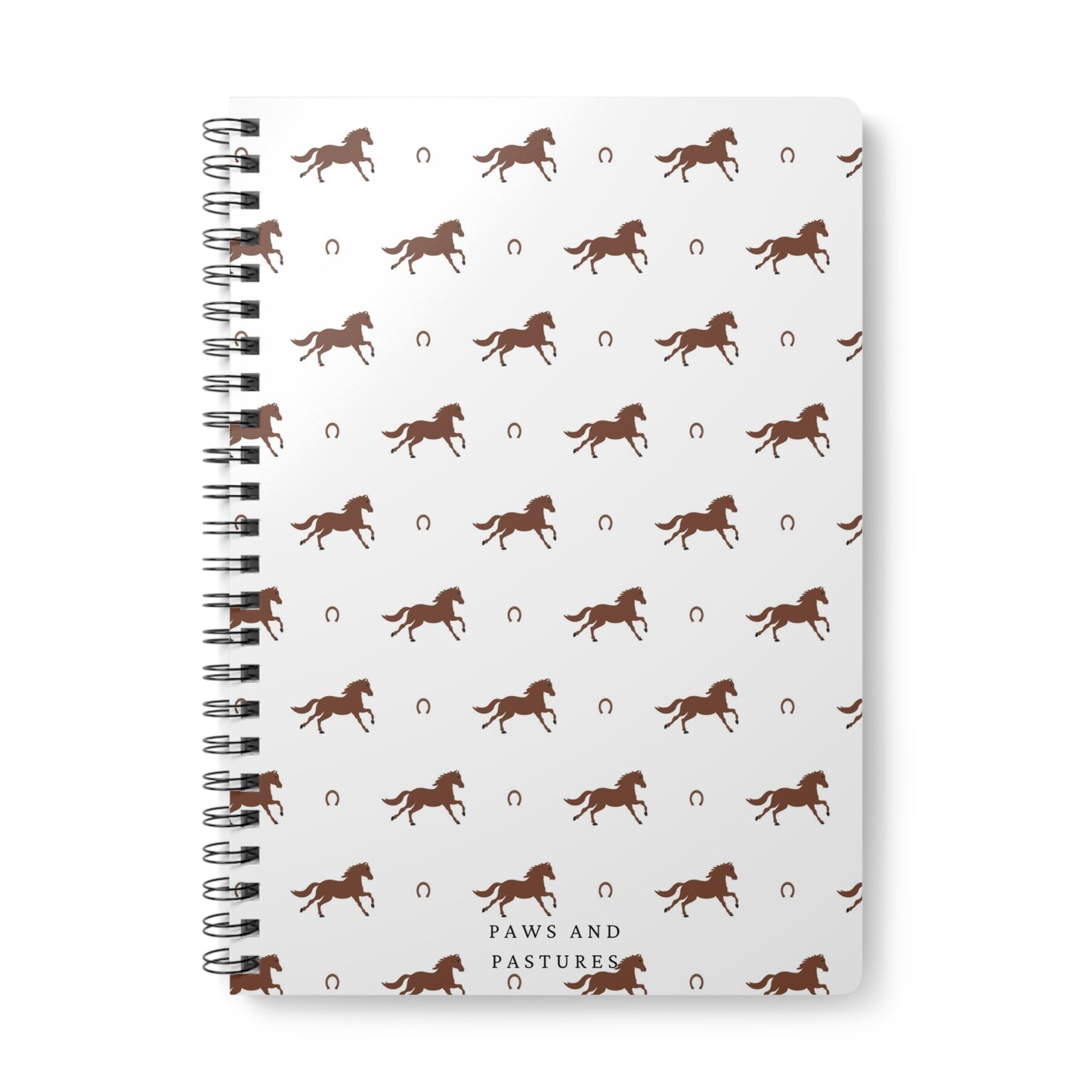 Horse Pattern A5 Wirobound Notebook — Paws and Pastures Lined Journal