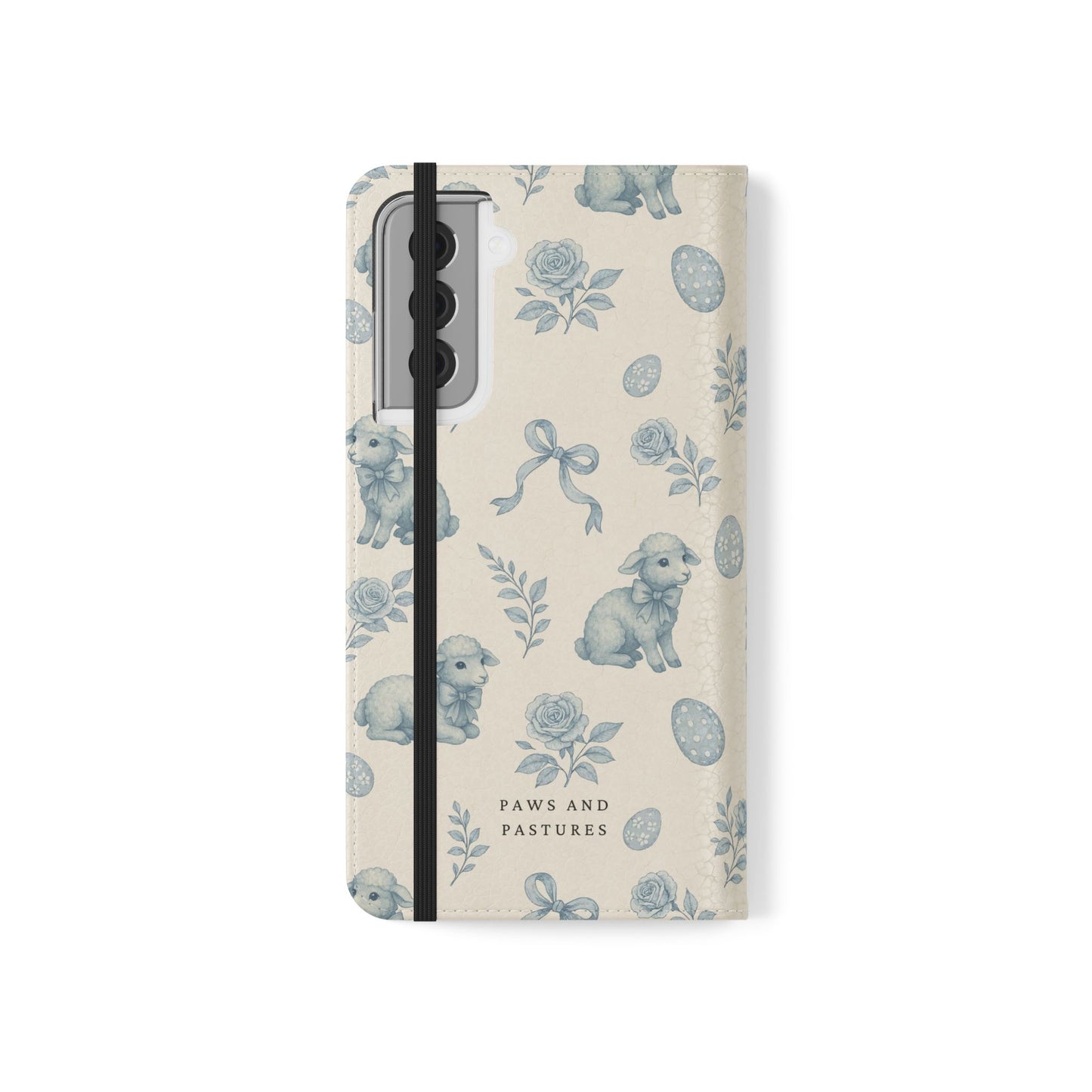 Flip Case — Pastel Blue Easter Lamb Pattern Phone Wallet