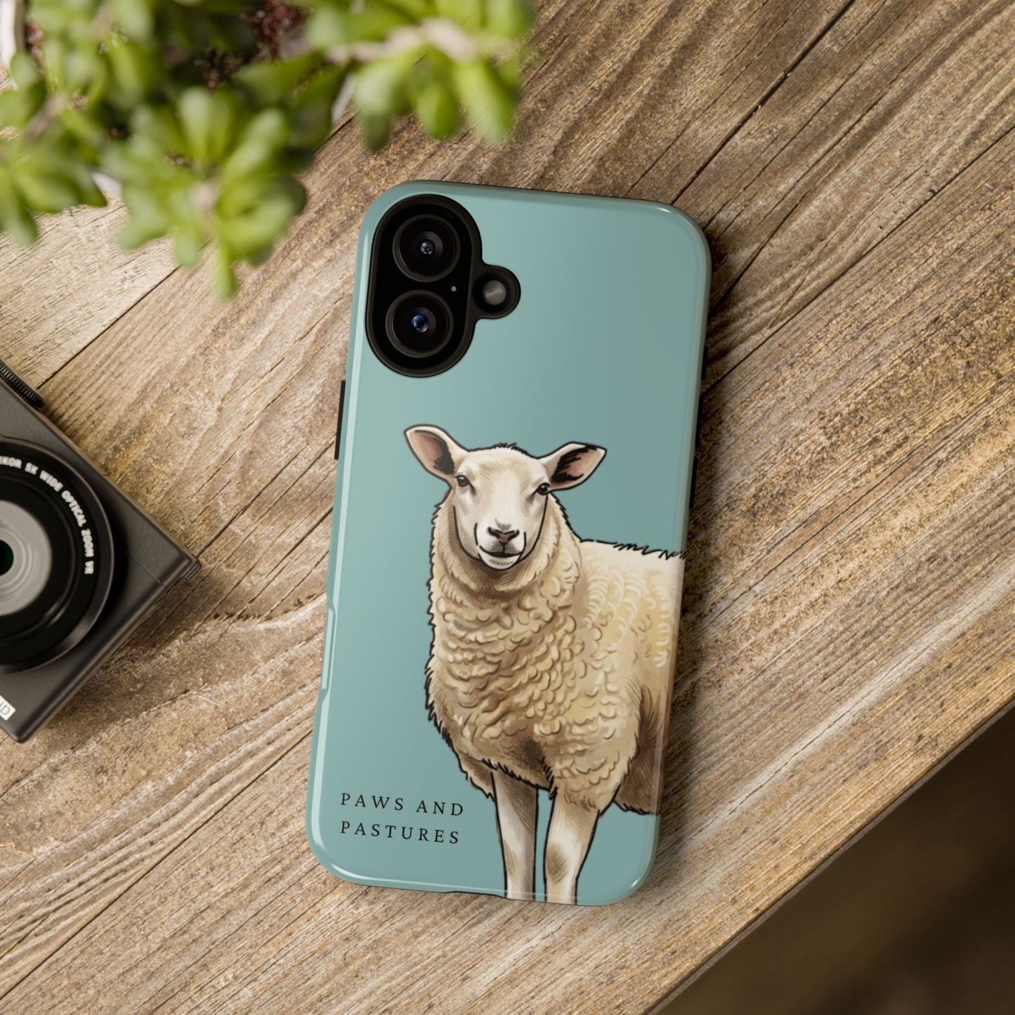 Teal Sheep Illustration Tough Phone Case
