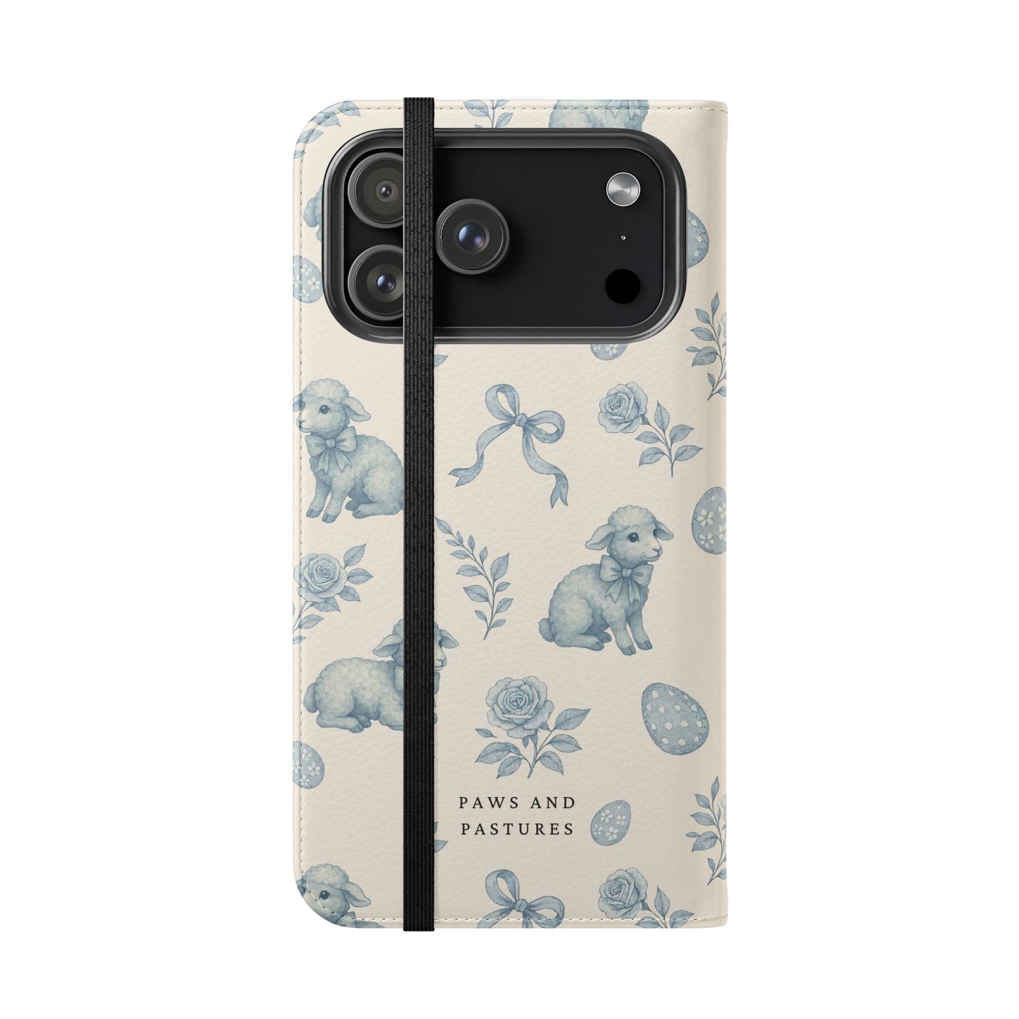 Flip Case — Pastel Blue Easter Lamb Pattern Phone Wallet