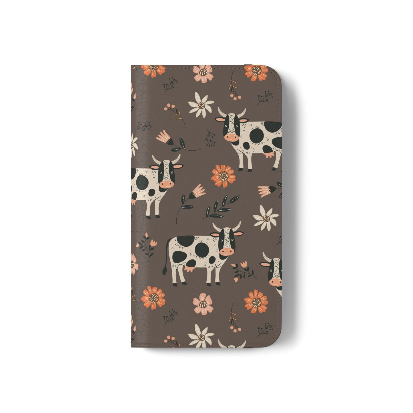 Cow Floral Flip Phone Case – Folklore Farm Pattern Wallet Case