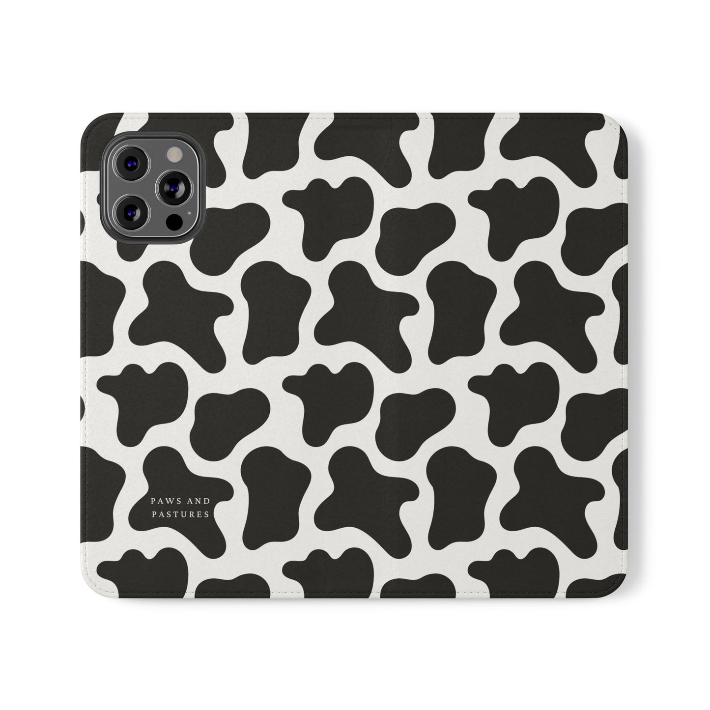 Cow Print Flip Phone Case — Black & White Wallet Flip Case