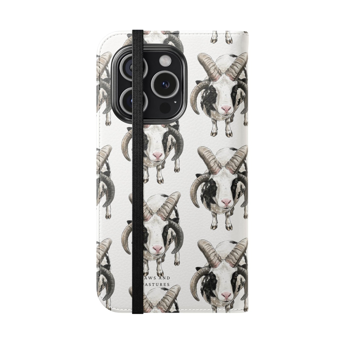 Jacob Sheep Pattern Flip Phone Case — Cute Farm Animal Wallet Cover
