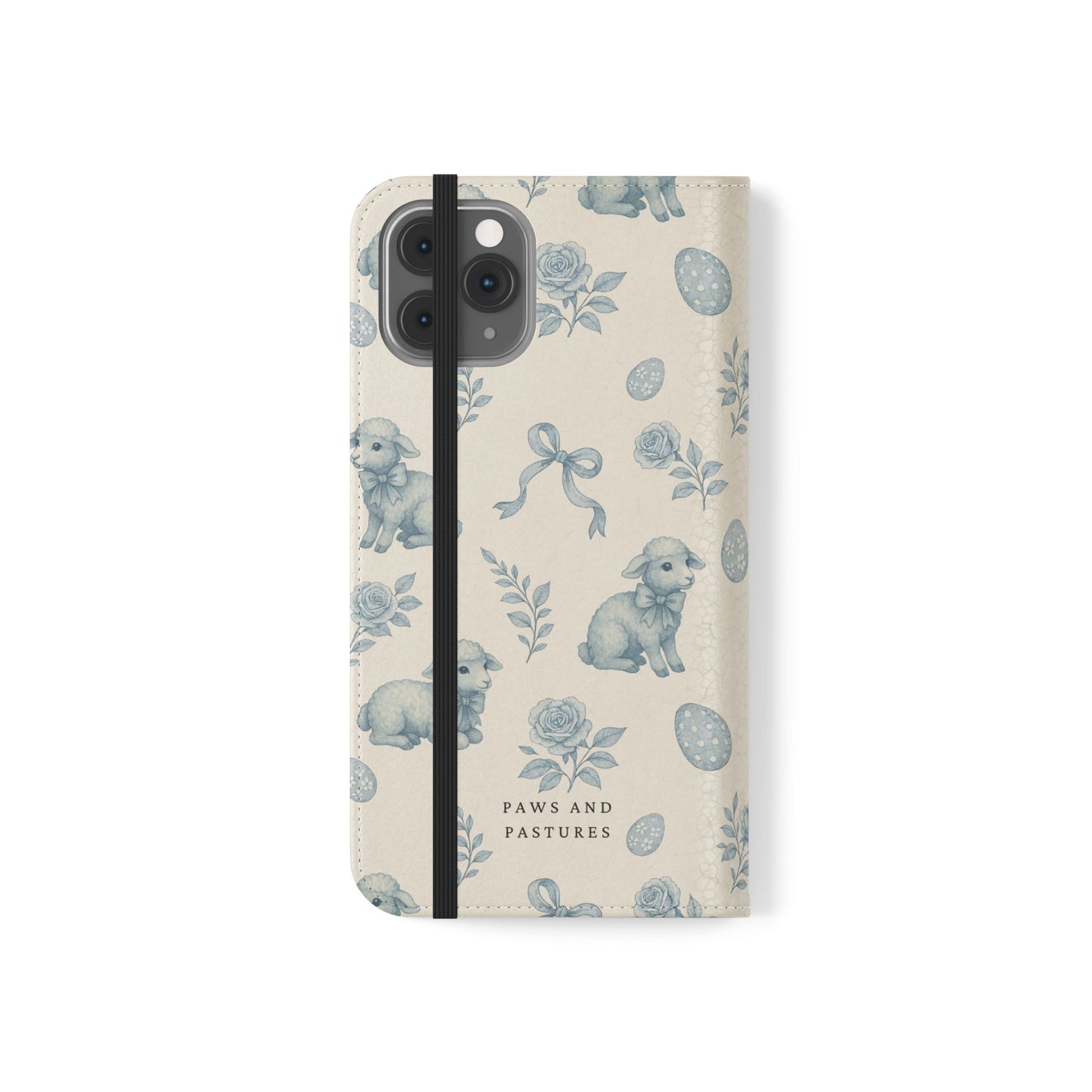 Flip Case — Pastel Blue Easter Lamb Pattern Phone Wallet