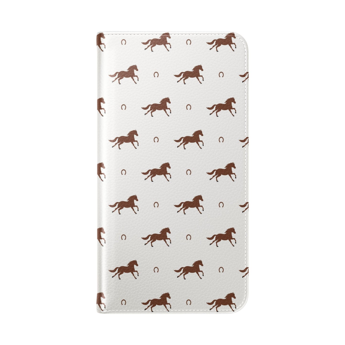 Horse Pattern Flip Case — Leather Wallet Phone Cover with Galloping Horses