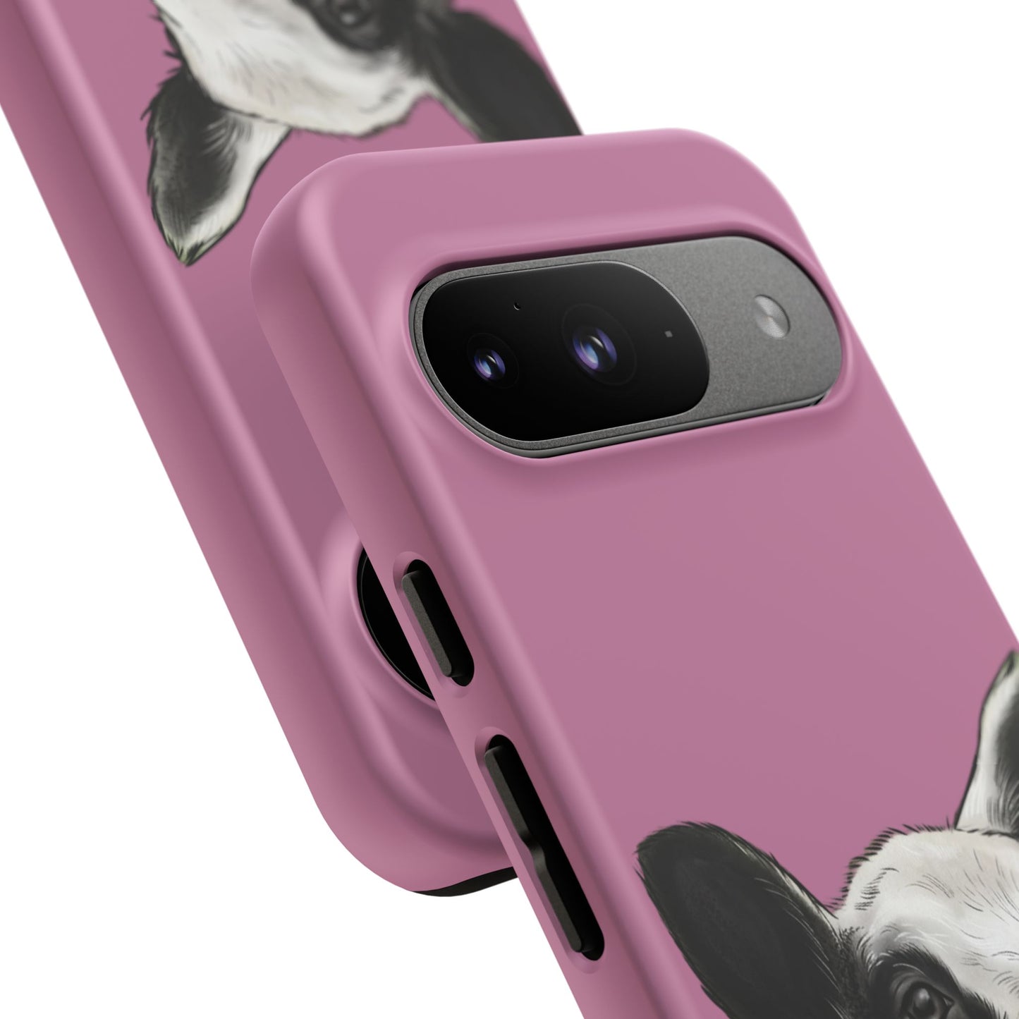 Pink Dutch Spotted Sheep Portrait Phone Case - Black & White Lamb Illustration Protective Cover