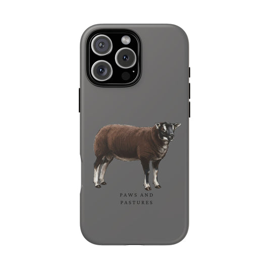 Badger Face Texel Sheep Illustration Phone Case — "Paws and Pastures" Minimal Farm Animal Phone Cover