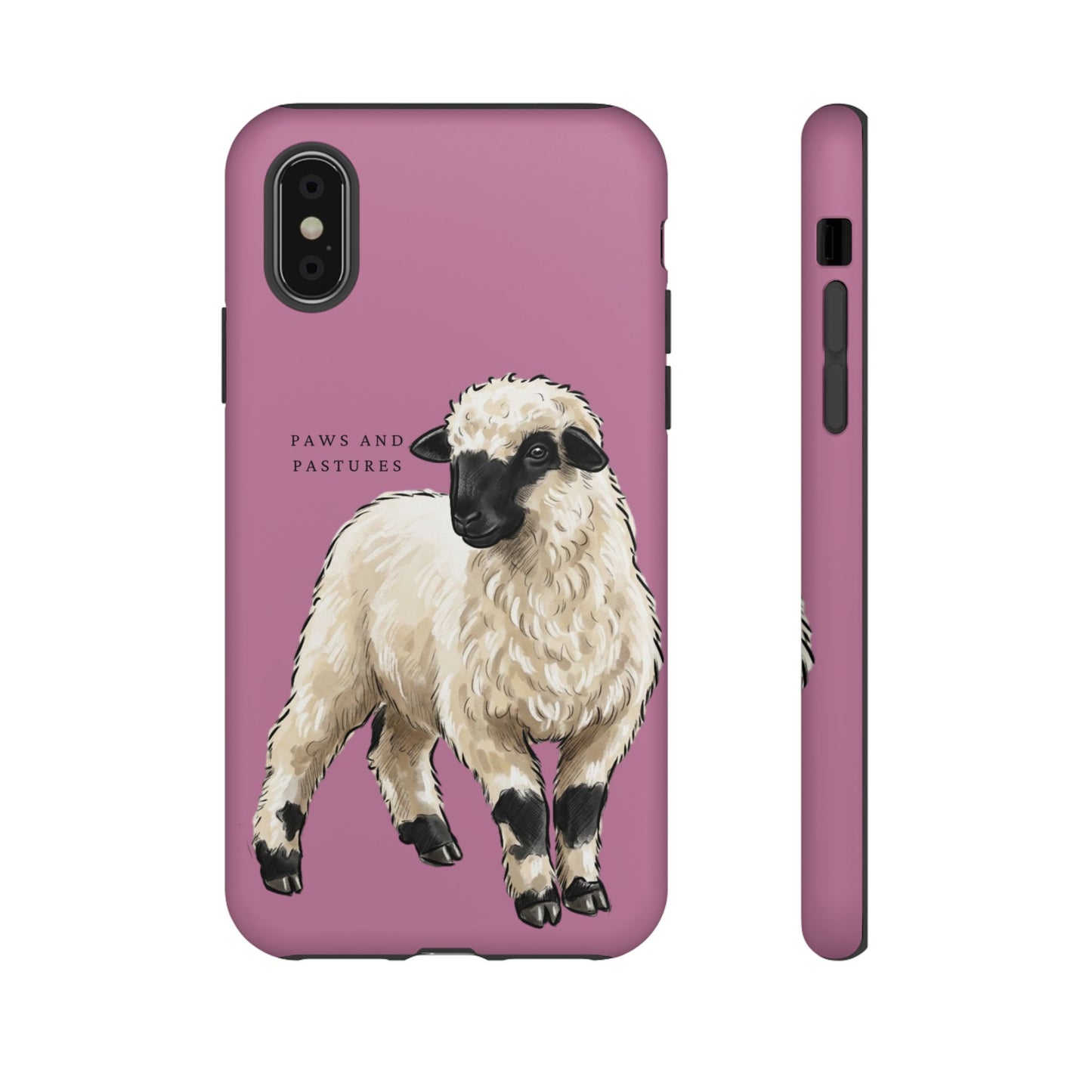 Pink Valais Blacknose Sheep Phone Case – 'Paws and Pastures' Cute Lamb Protective iPhone Cover