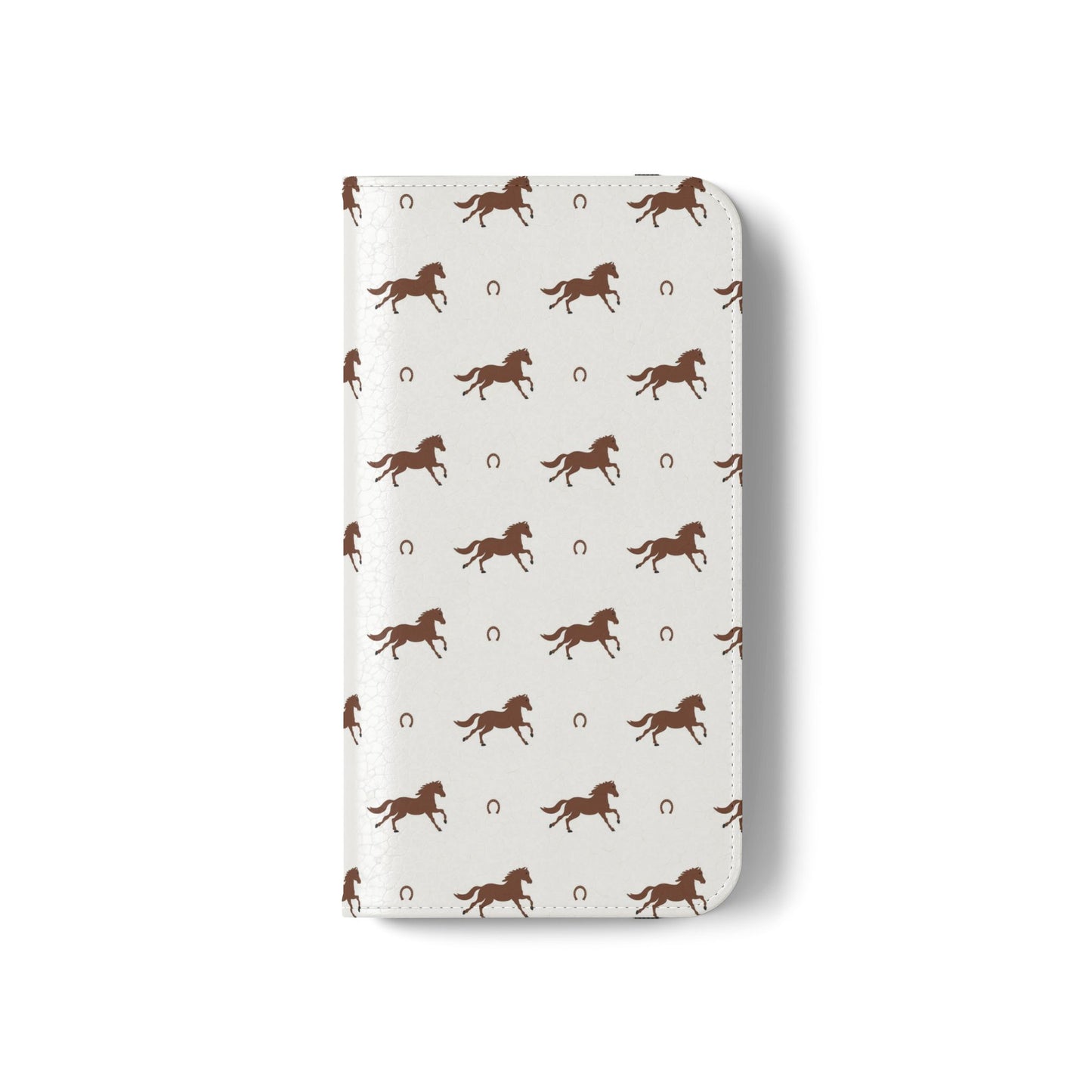 Horse Pattern Flip Case — Leather Wallet Phone Cover with Galloping Horses