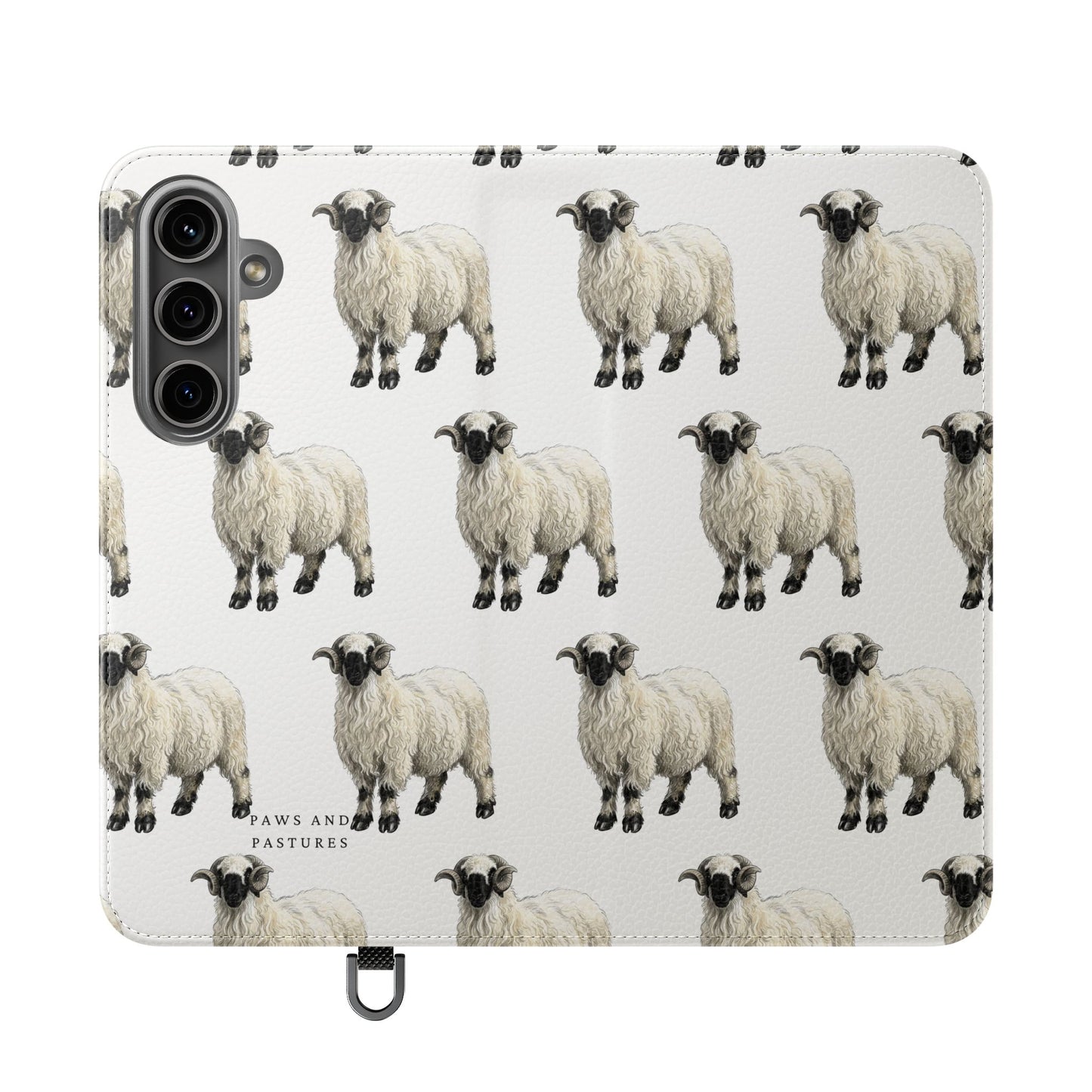 Valais Blacknose Sheep Pattern Flip Phone Case – Cute Farm Animal Wallet Cover